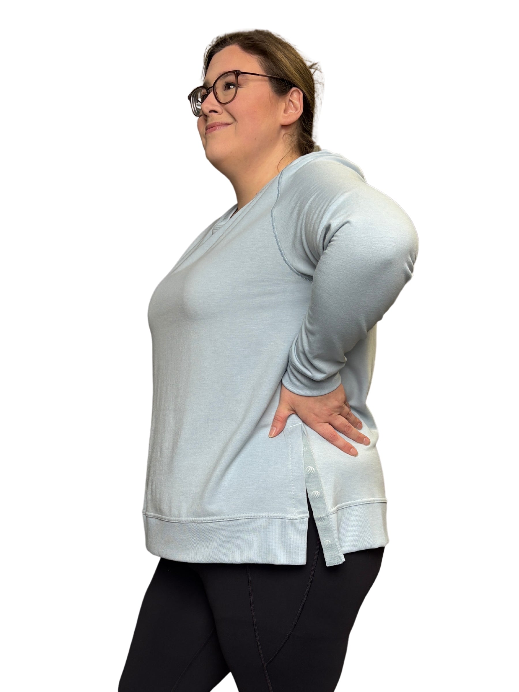 Pull-Over à Fente Latérale Serene Taille Plus - Blue Fog