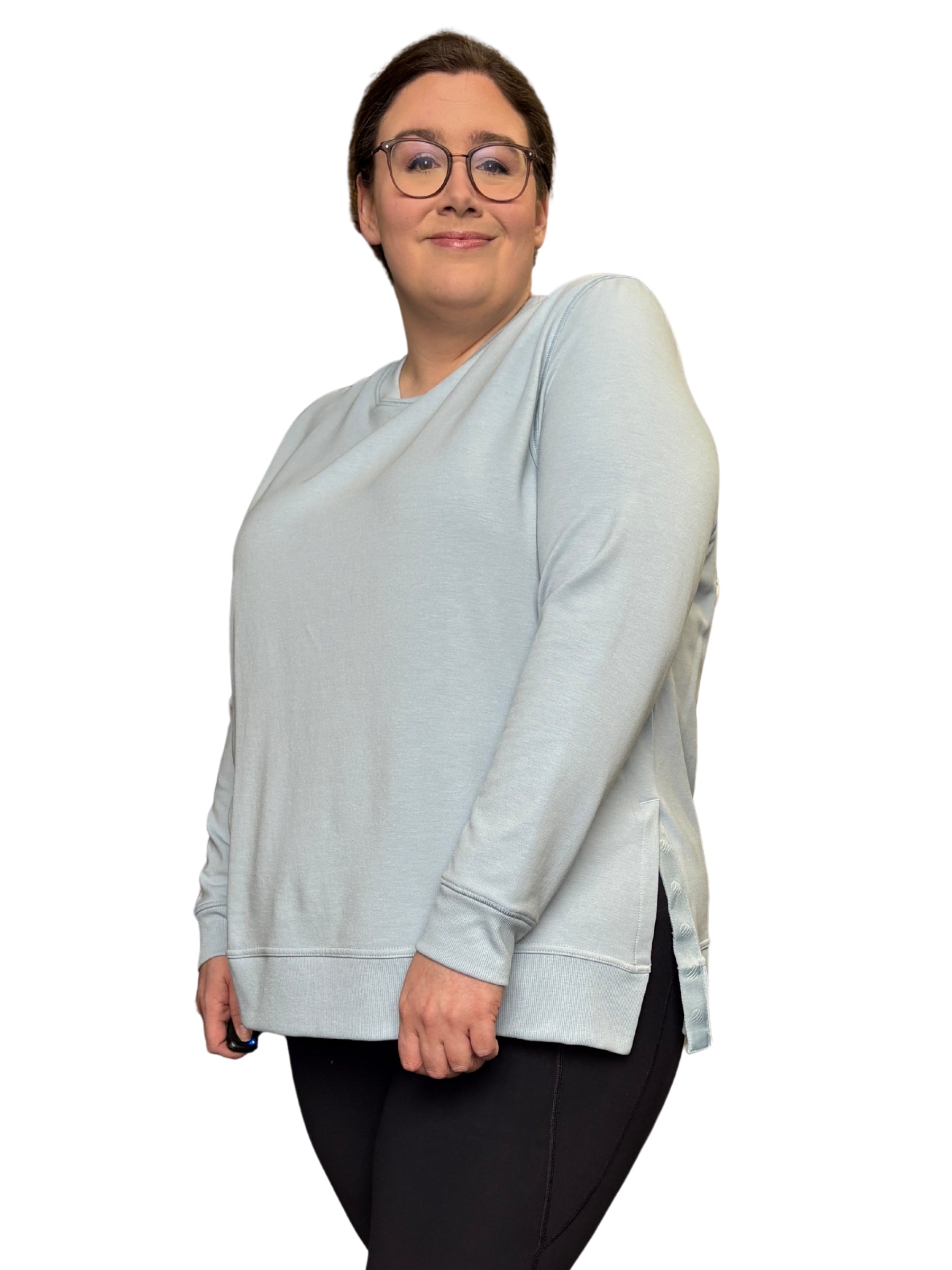 Pull-Over à Fente Latérale Serene Taille Plus - Blue Fog