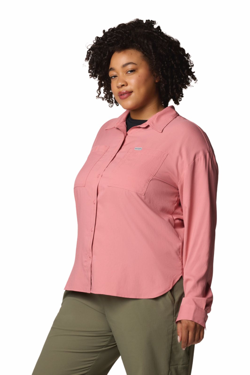 Plus Size Silver Ridge Utility Shirt - Pink Agave