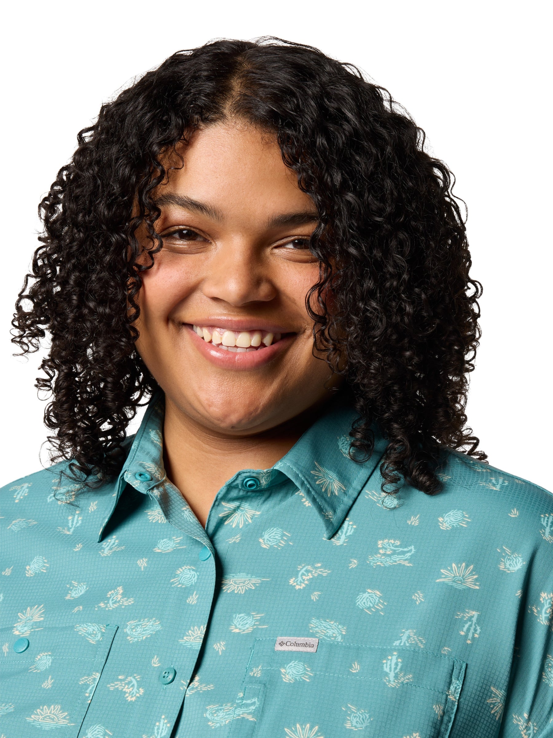 Plus Size Silver Ridge Utility Patterned Shirt - Teal Deserted