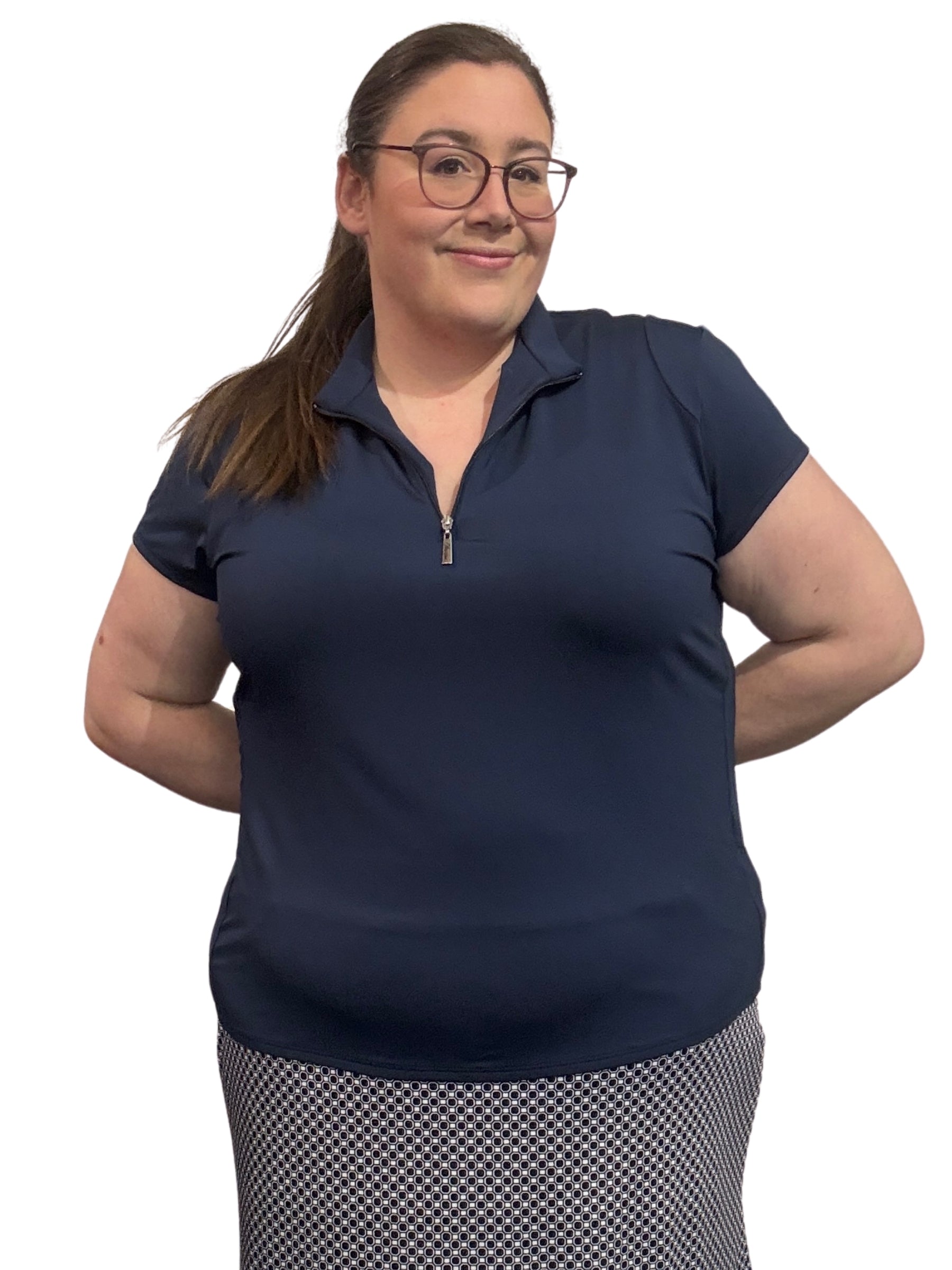 Amber Plus Size Golf Polo Navy - Main Image
