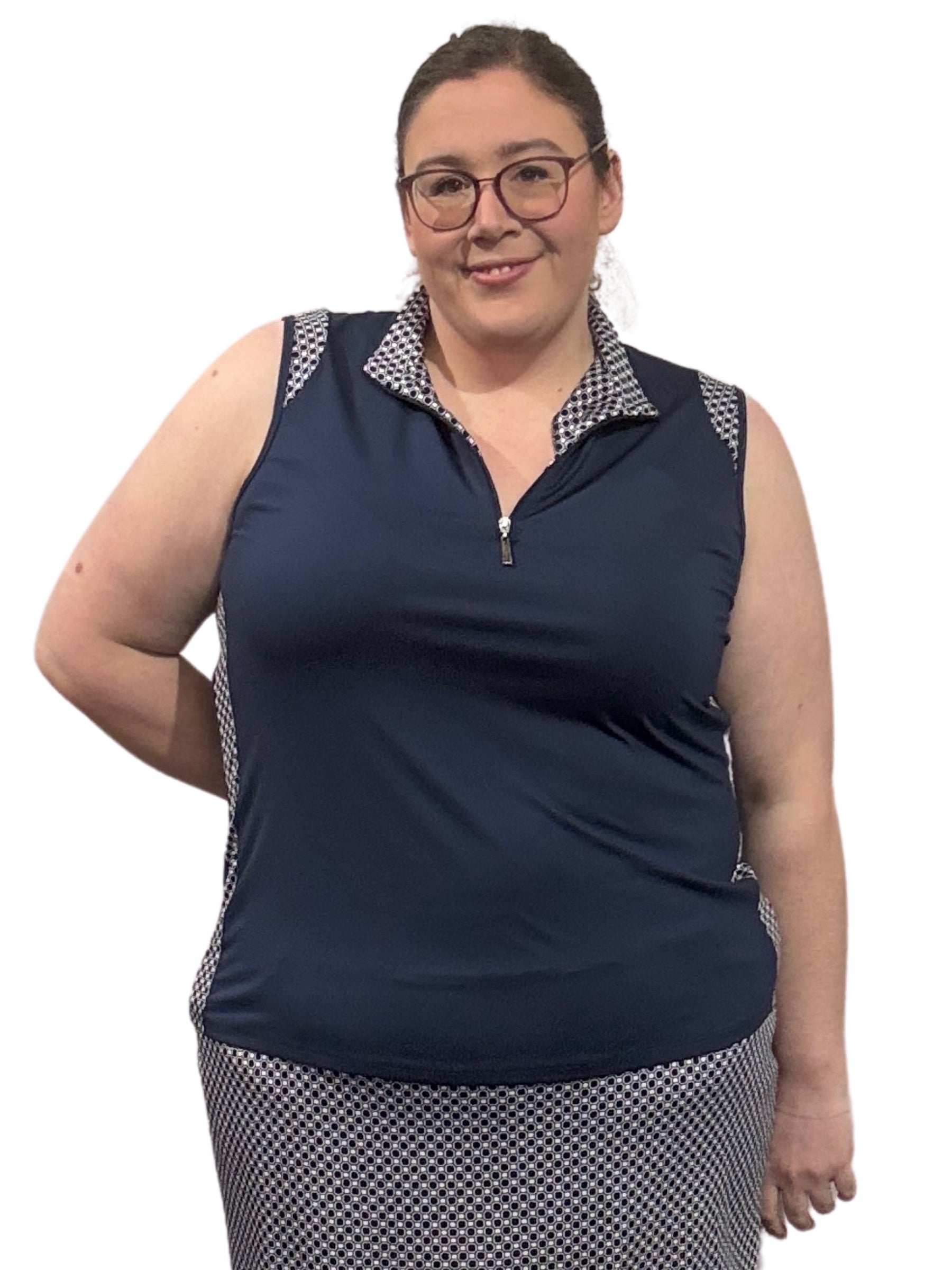 Polo de Golf Enya Taille Plus -  Marine-Blanc