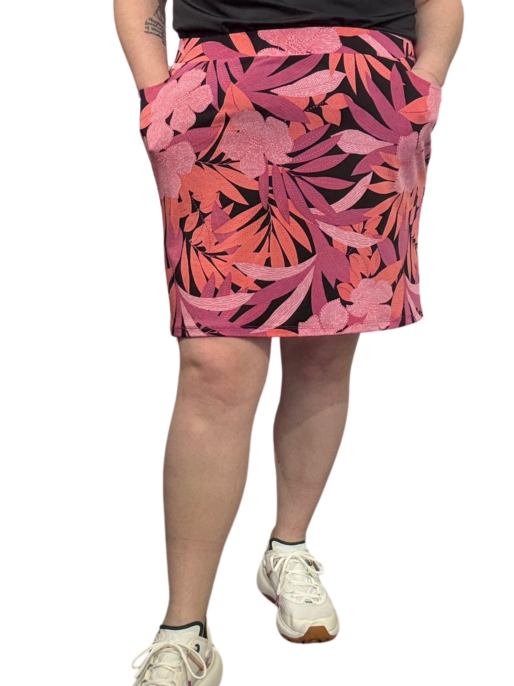 Emily Plus Size Golf Skorts - Black-Fuchsia