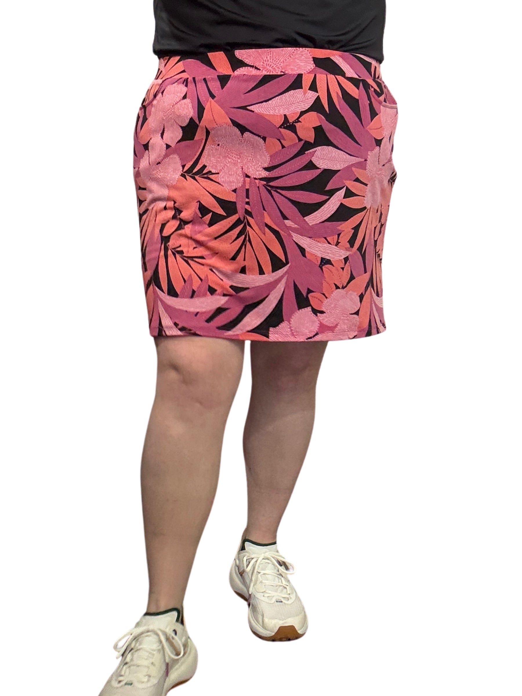 Jupe-Culotte De Golf Emily Taille Plus-  Noir-Fuchsia