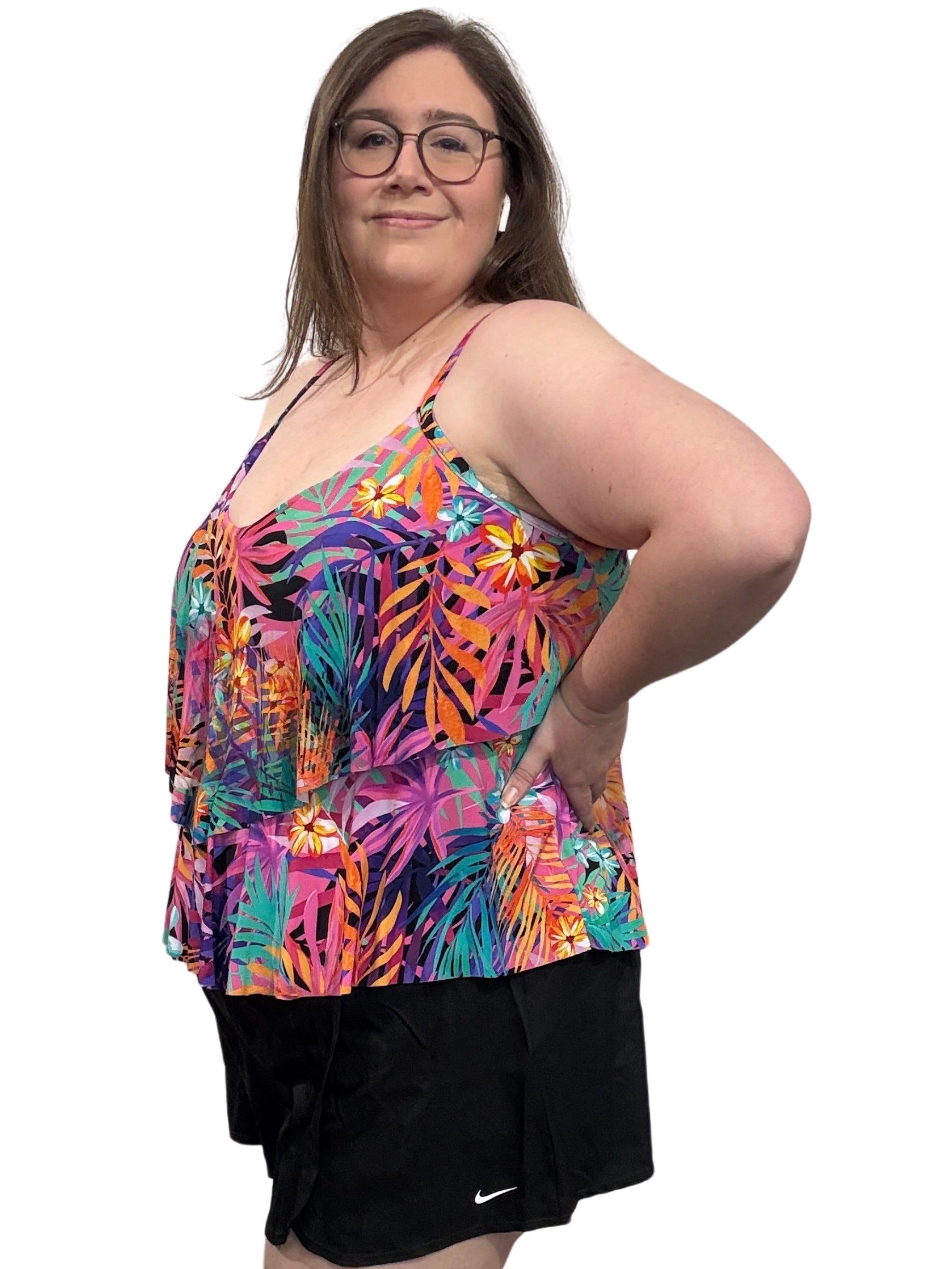 Haut de Tankini Caribbean Palms Ronnie Taille Plus - Multi