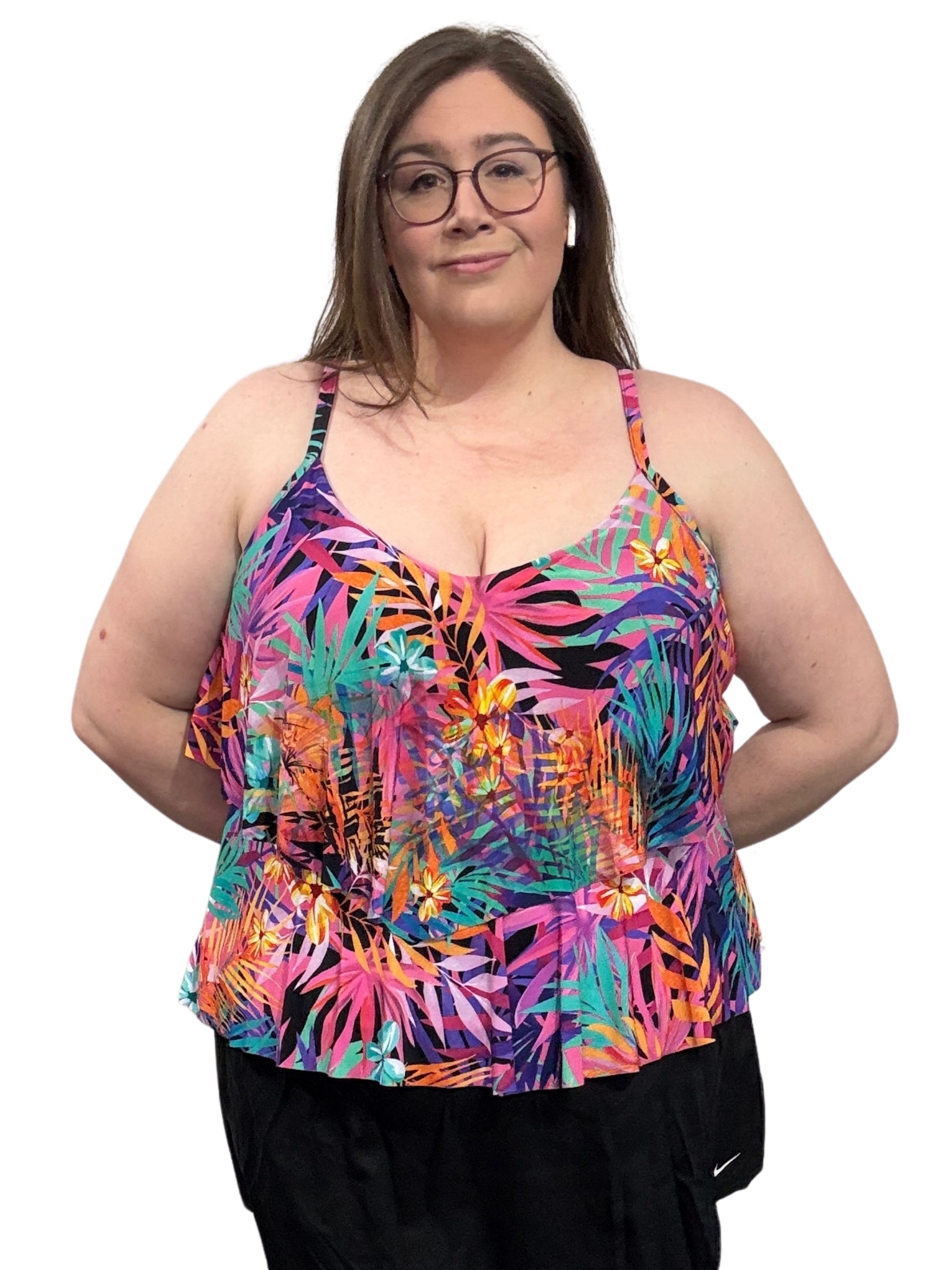 Haut de Tankini Caribbean Palms Ronnie Taille Plus - Multi