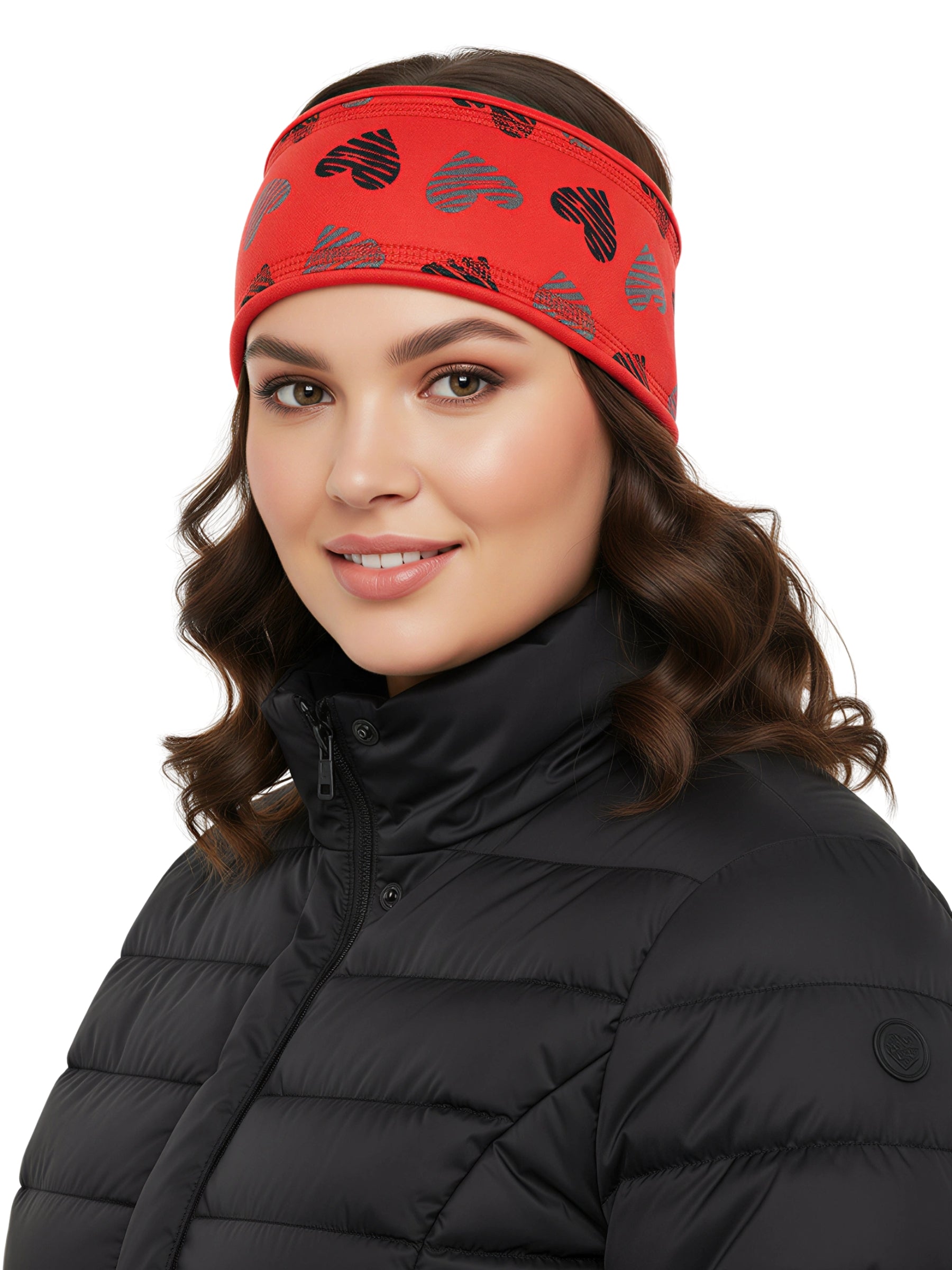 Bandeau Doublé Cœur - Rouge corsé - Noir - Asphalte