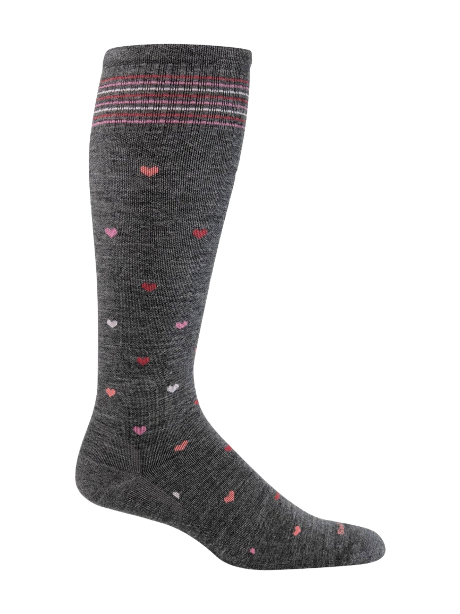 Bas Full Heart de Compression Graduée Modérée Mollets Larges - Charcoal