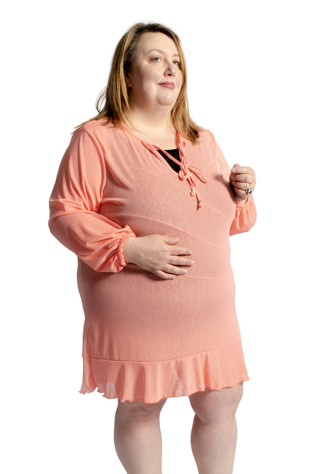 Cache Maillot Tunique Sunbreeze à Encolure V Taille Plus (Coquillage)de Cover Me