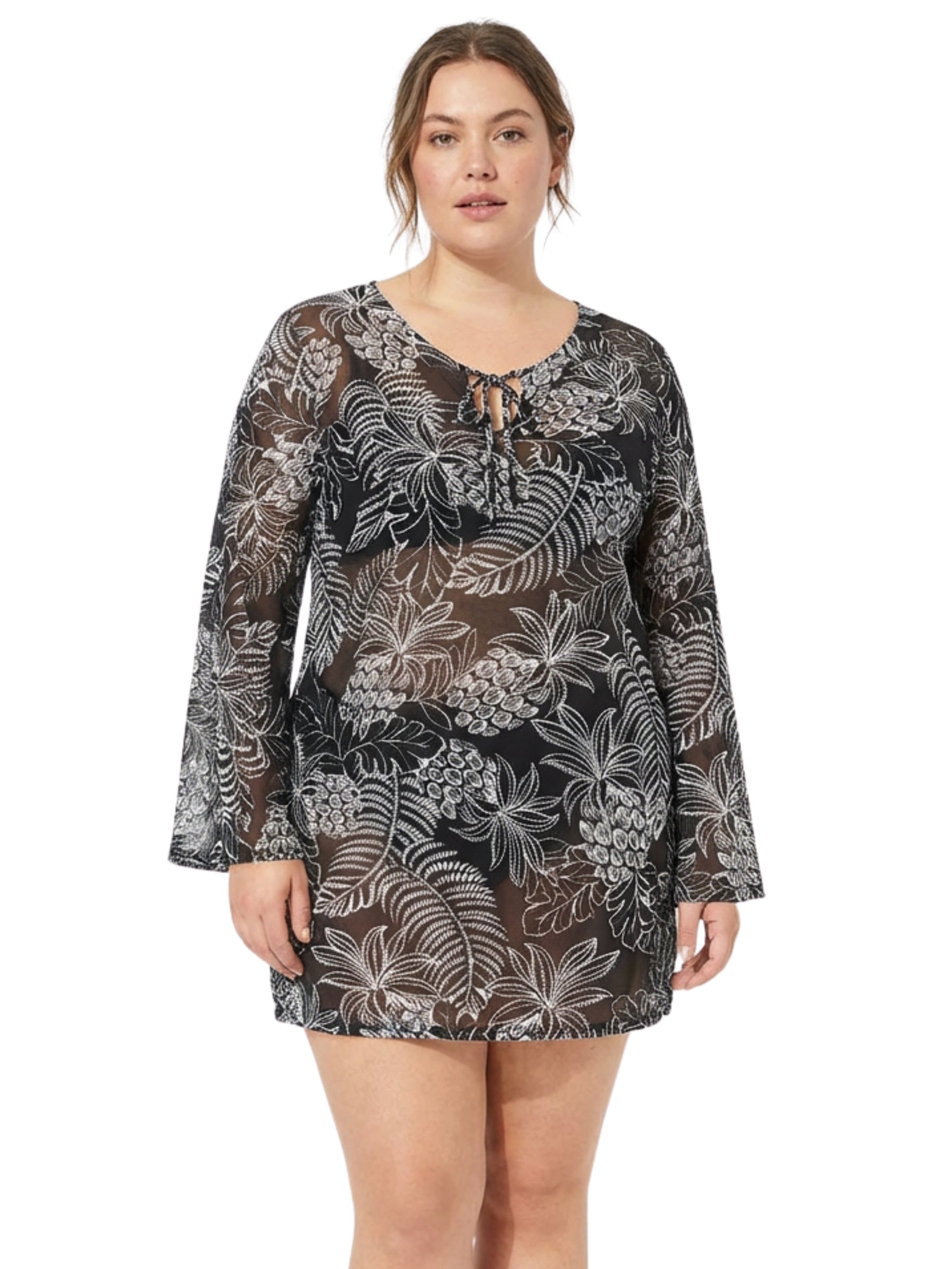 Sunny Isles Plus Size Cover-Up - Black & White