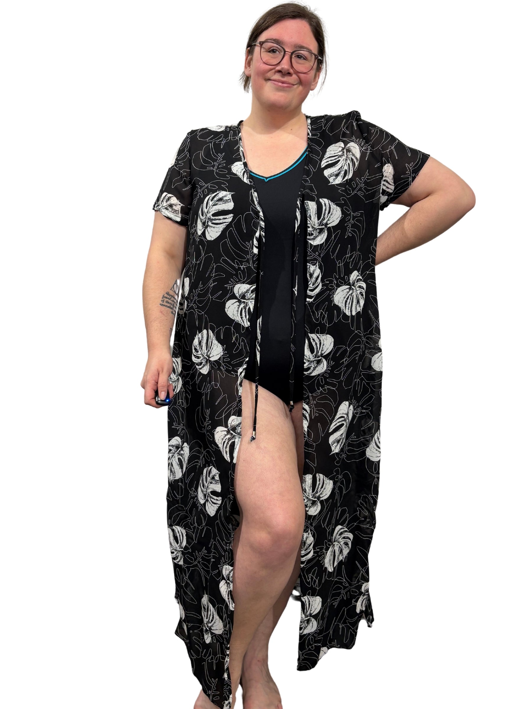 Cache-Maillot Jungle Fever Long Taille Plus (Imprimé Noir & Blanc) de Cover Me