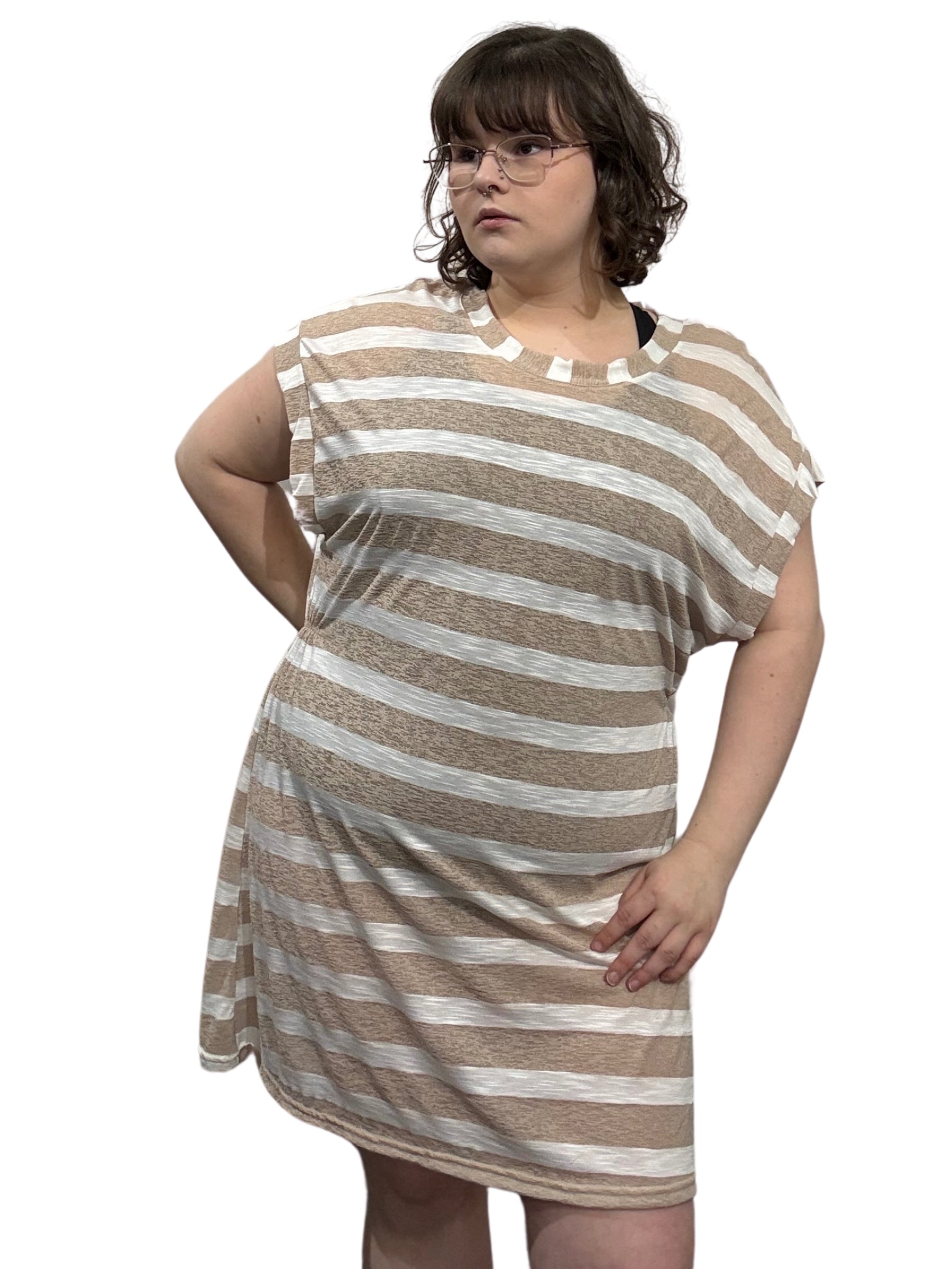 Cache Maillot Nautica Manche Courte Taille Plus - Sable & Blanc