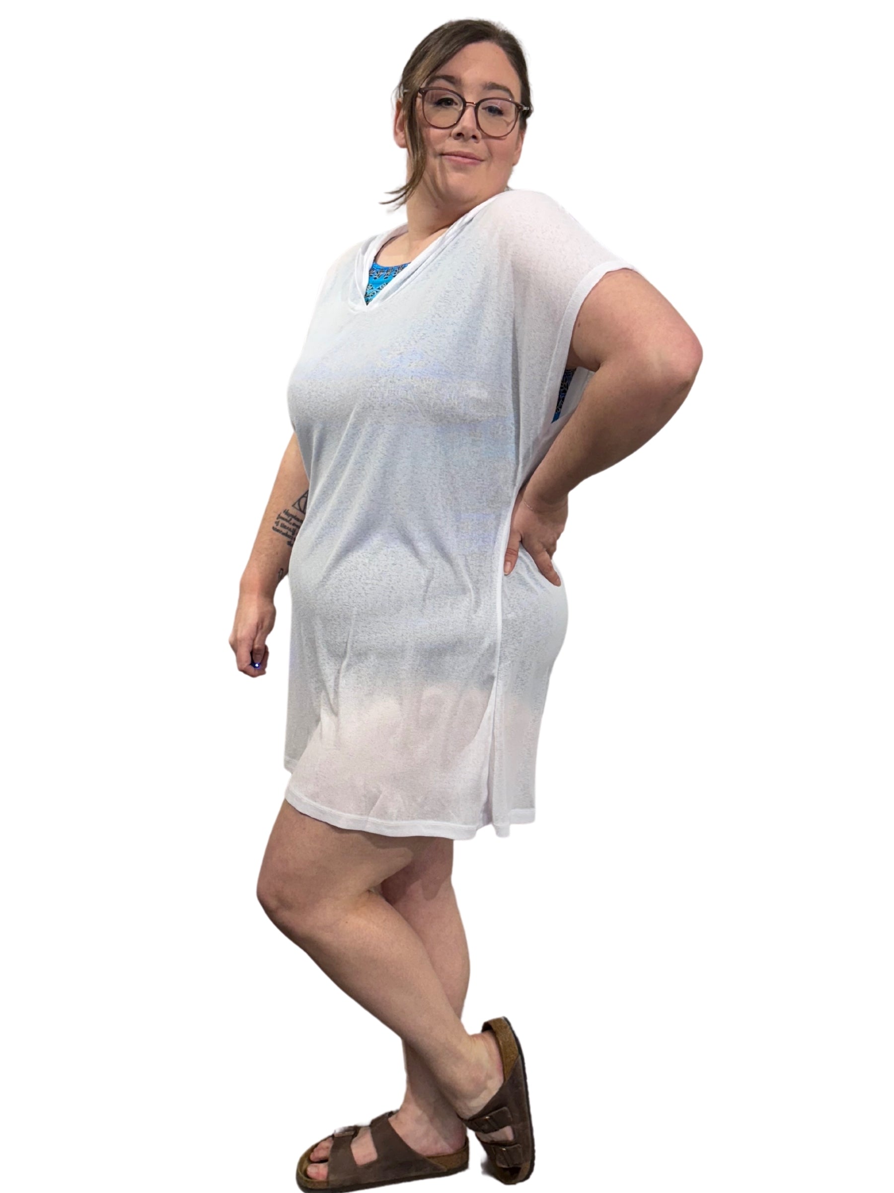 Cache Maillot Sandbanks À Capuchon Taille Plus - Blanc