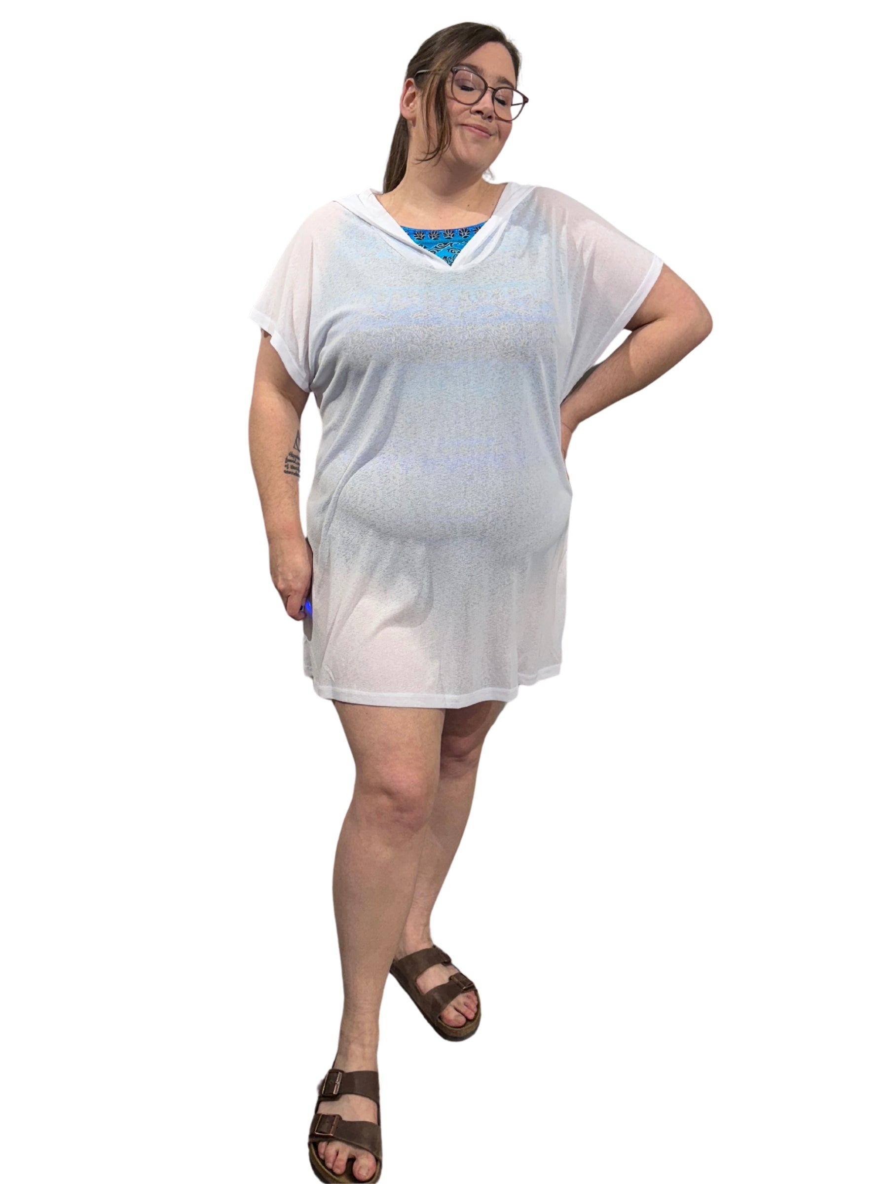 Cache Maillot Sandbanks À Capuchon Taille Plus - Blanc