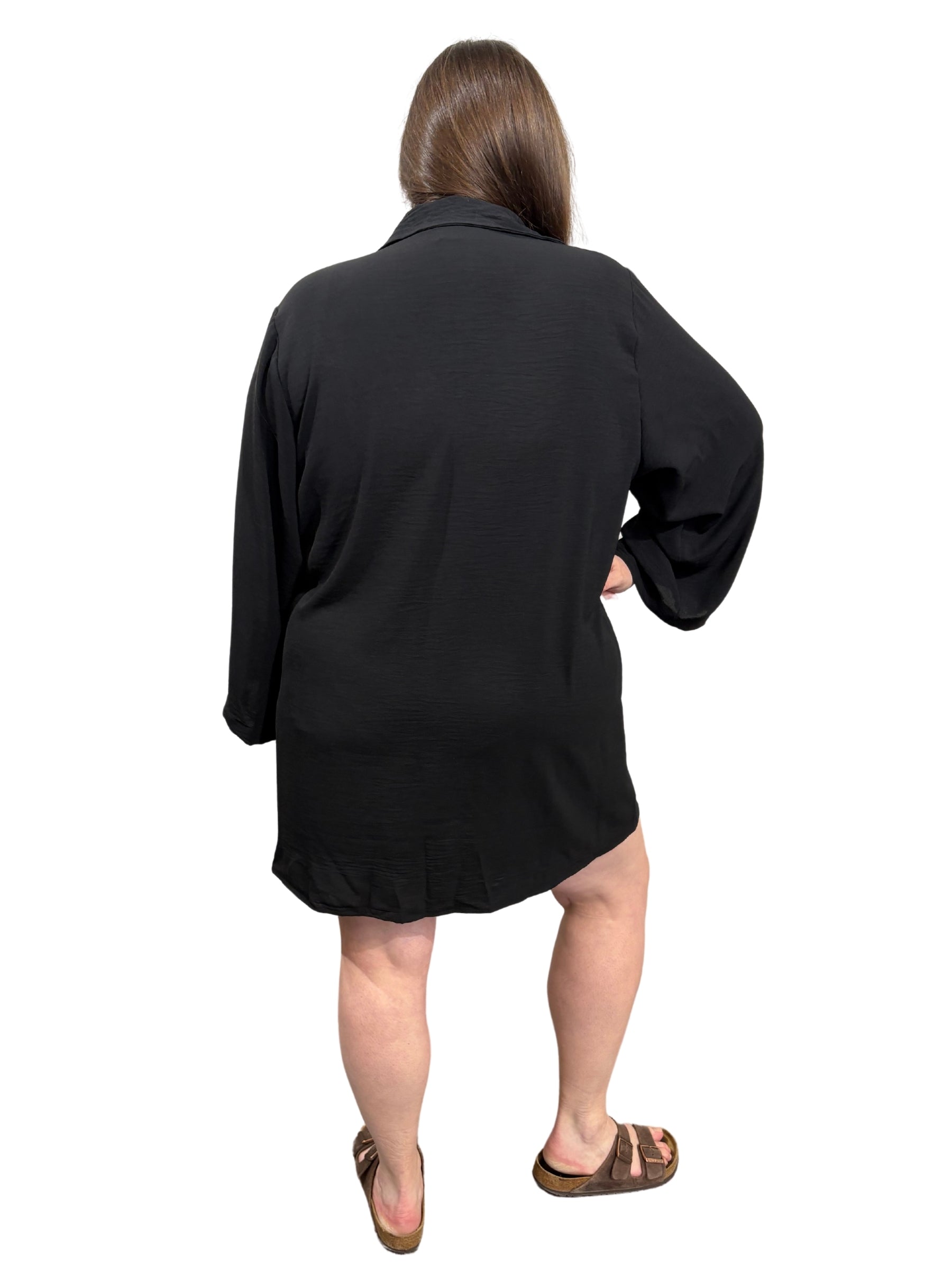 Stephanie's Cay Plus Size Shirt Style Swimsuit Cover - Black