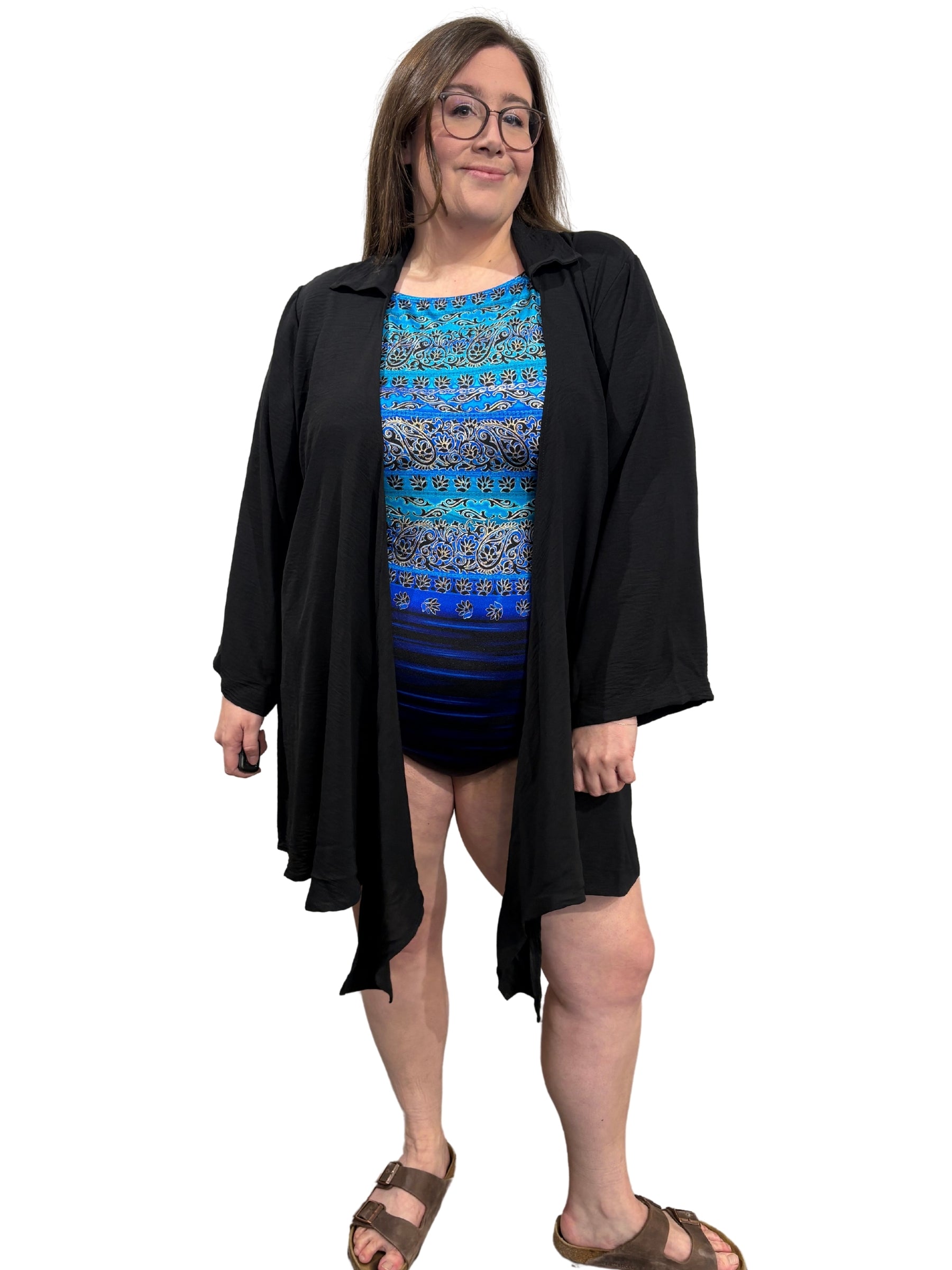 Cache Maillot Stephanie's Cay Style Chemise Taille Plus - Noir