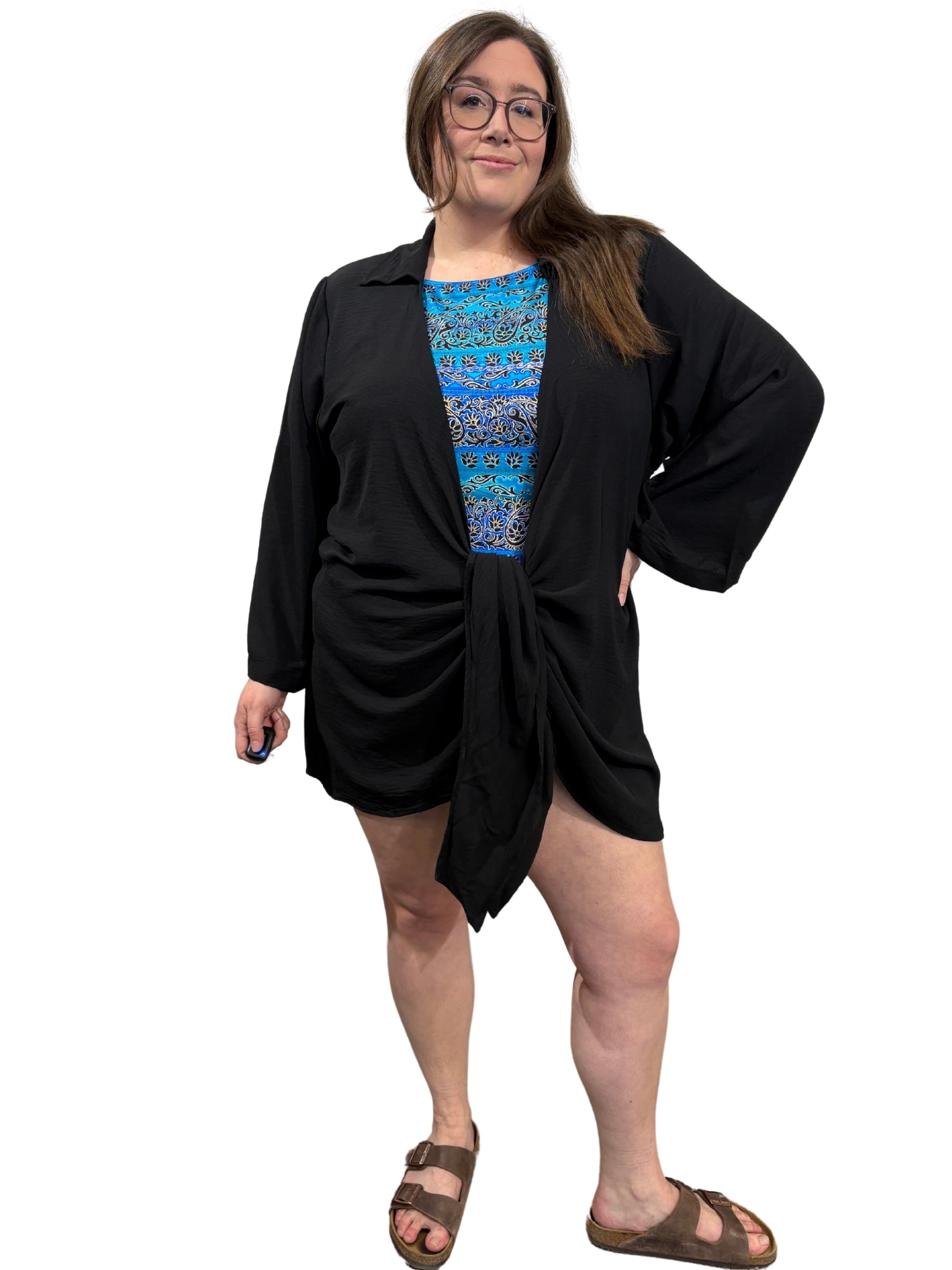 Cache Maillot Stephanie's Cay Style Chemise Taille Plus - Noir