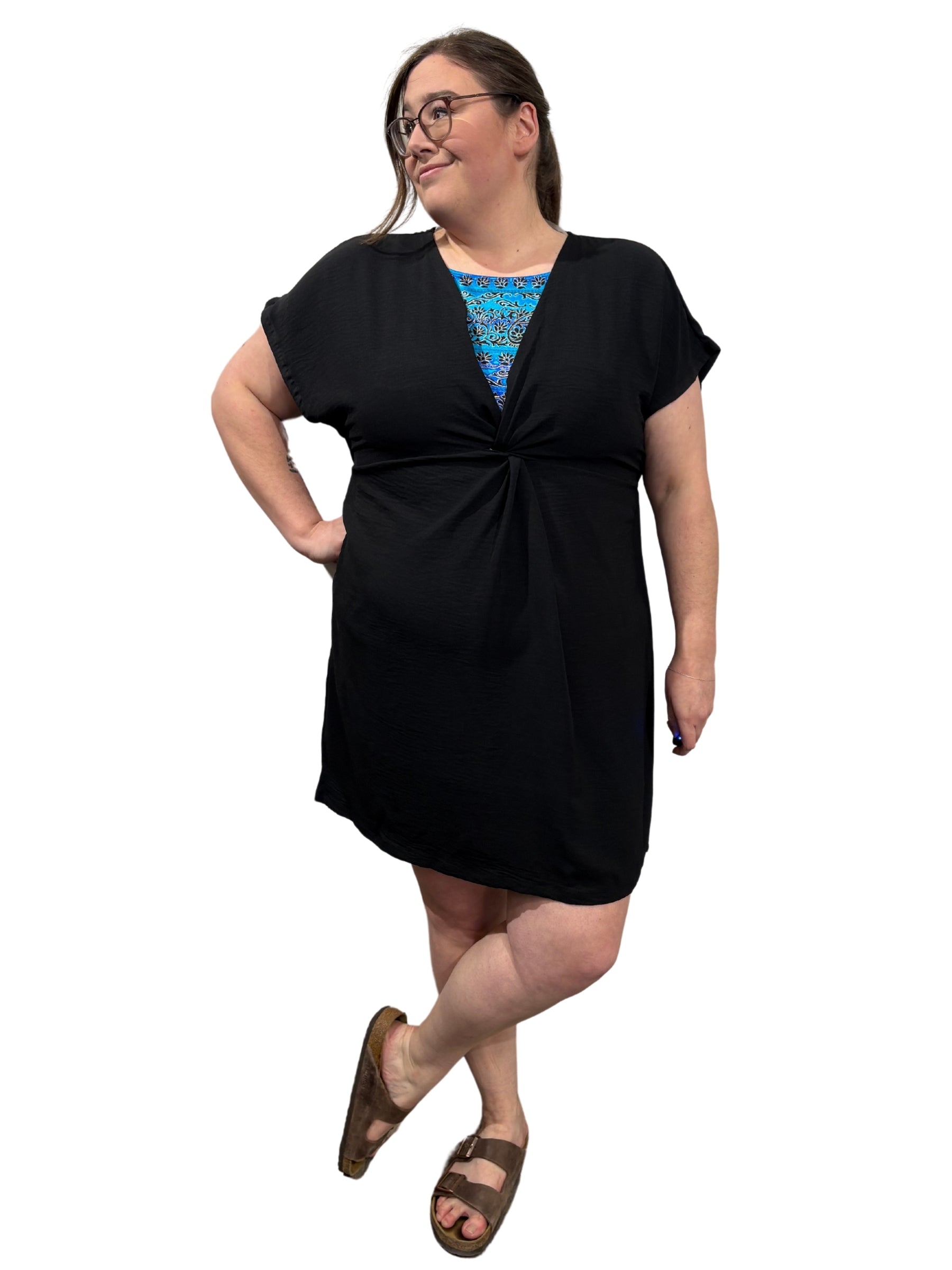 Stephanie's Cay Plus Size V-Neck Swimsuit Cover-Up - Black
