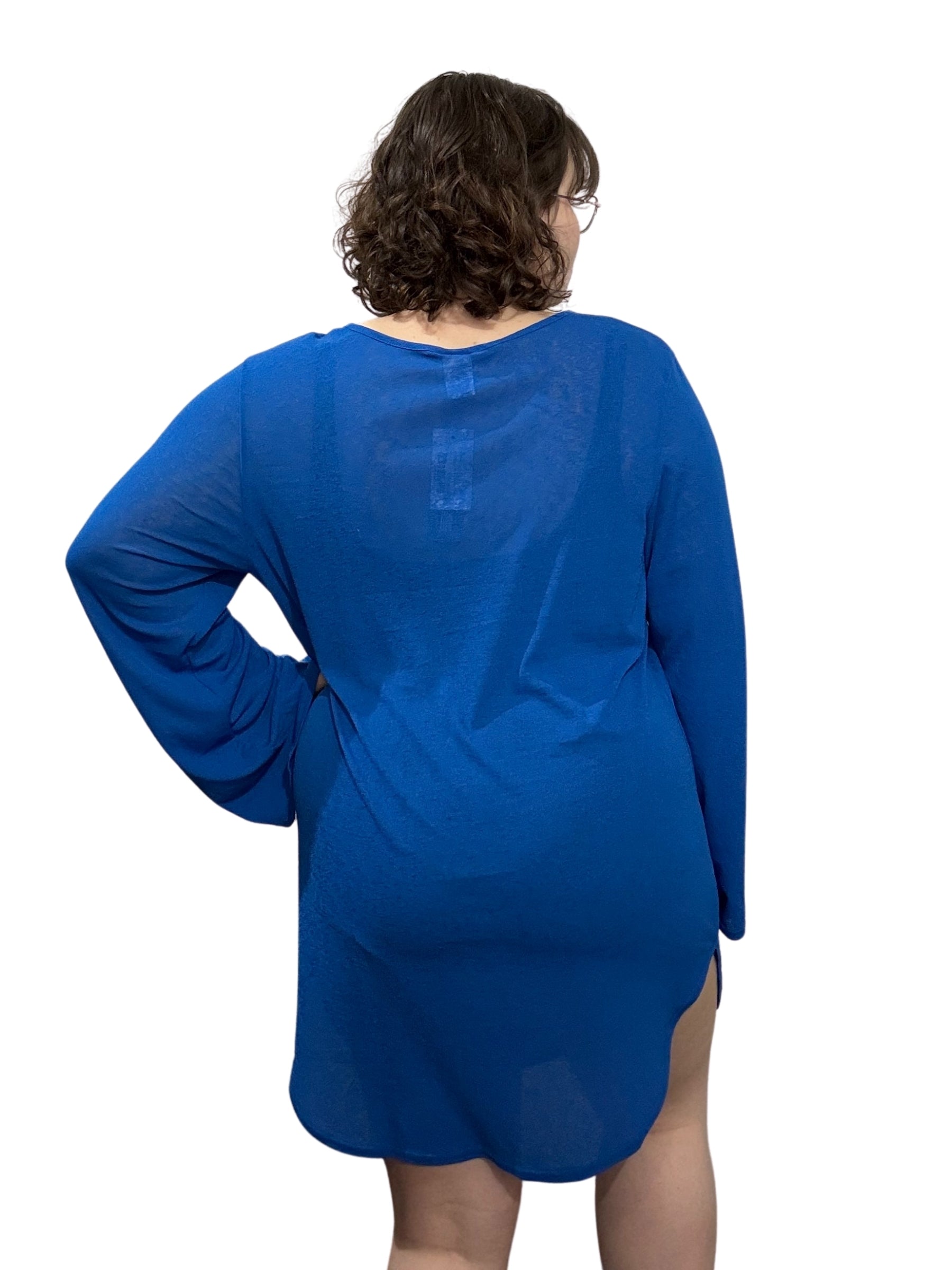 Cache Maillot Tunique Sandbanks Manche Longue Taille Plus (Bleu Océan) de Cover Me