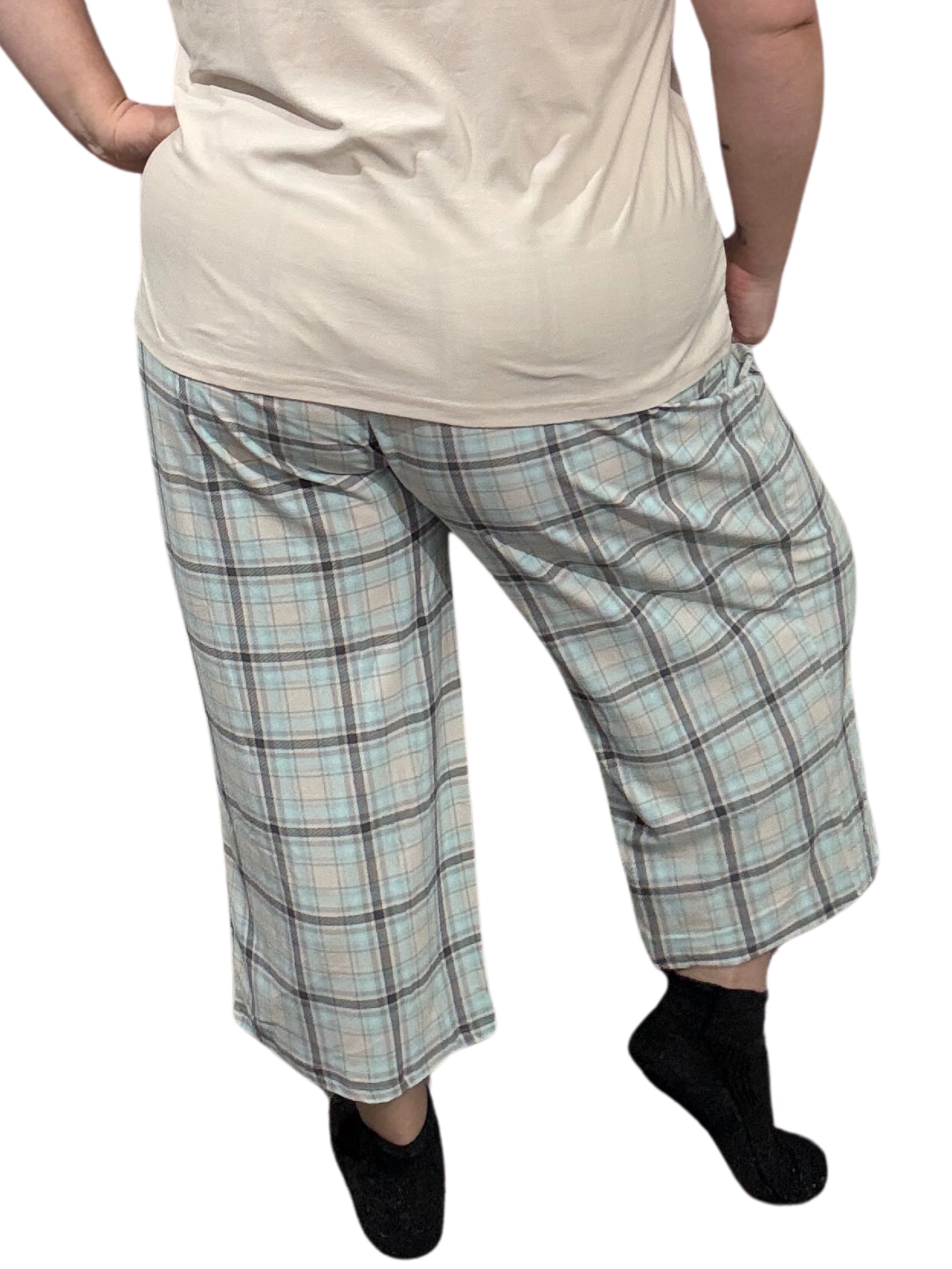 Capri Pajama Plus Size (Blue Plaid) by Cool Girl
