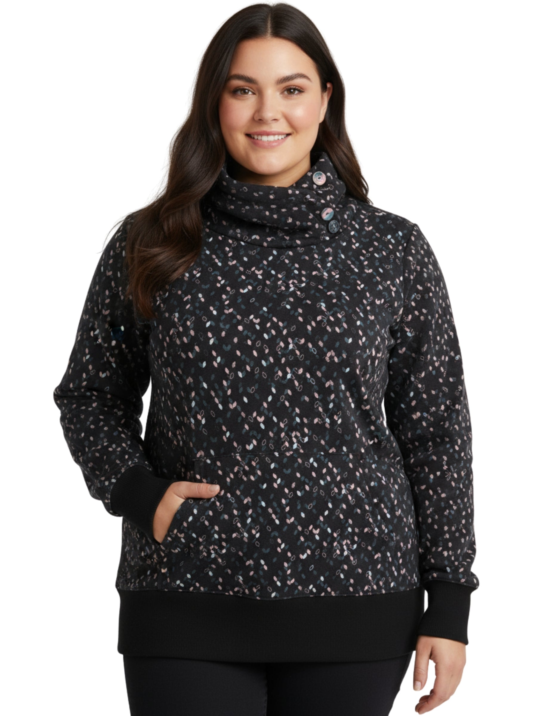 Chandail à Capuchon Chelsee Taille Plus - Noir