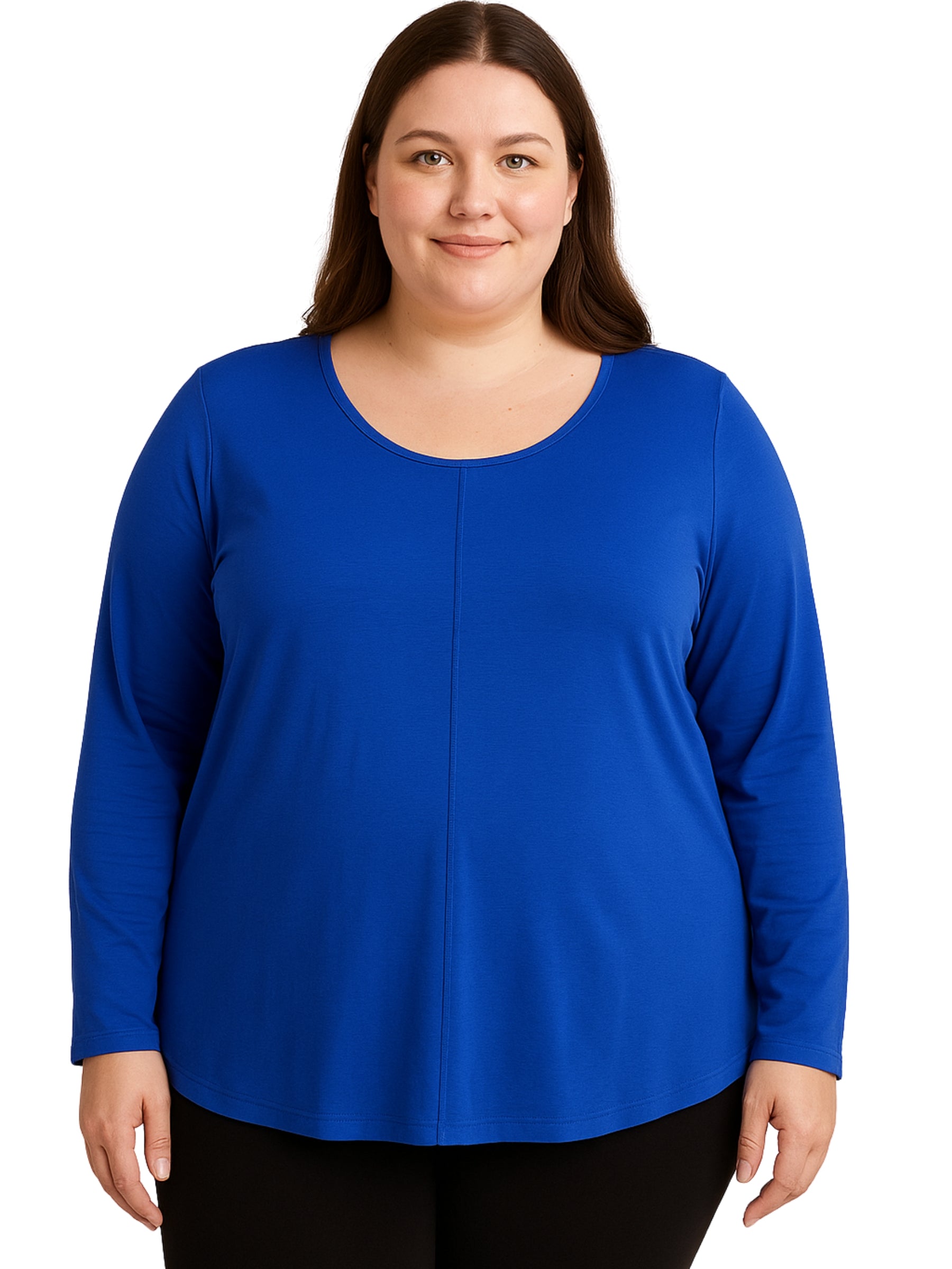 Chandail à Col Rond Taille Plus - Bleu