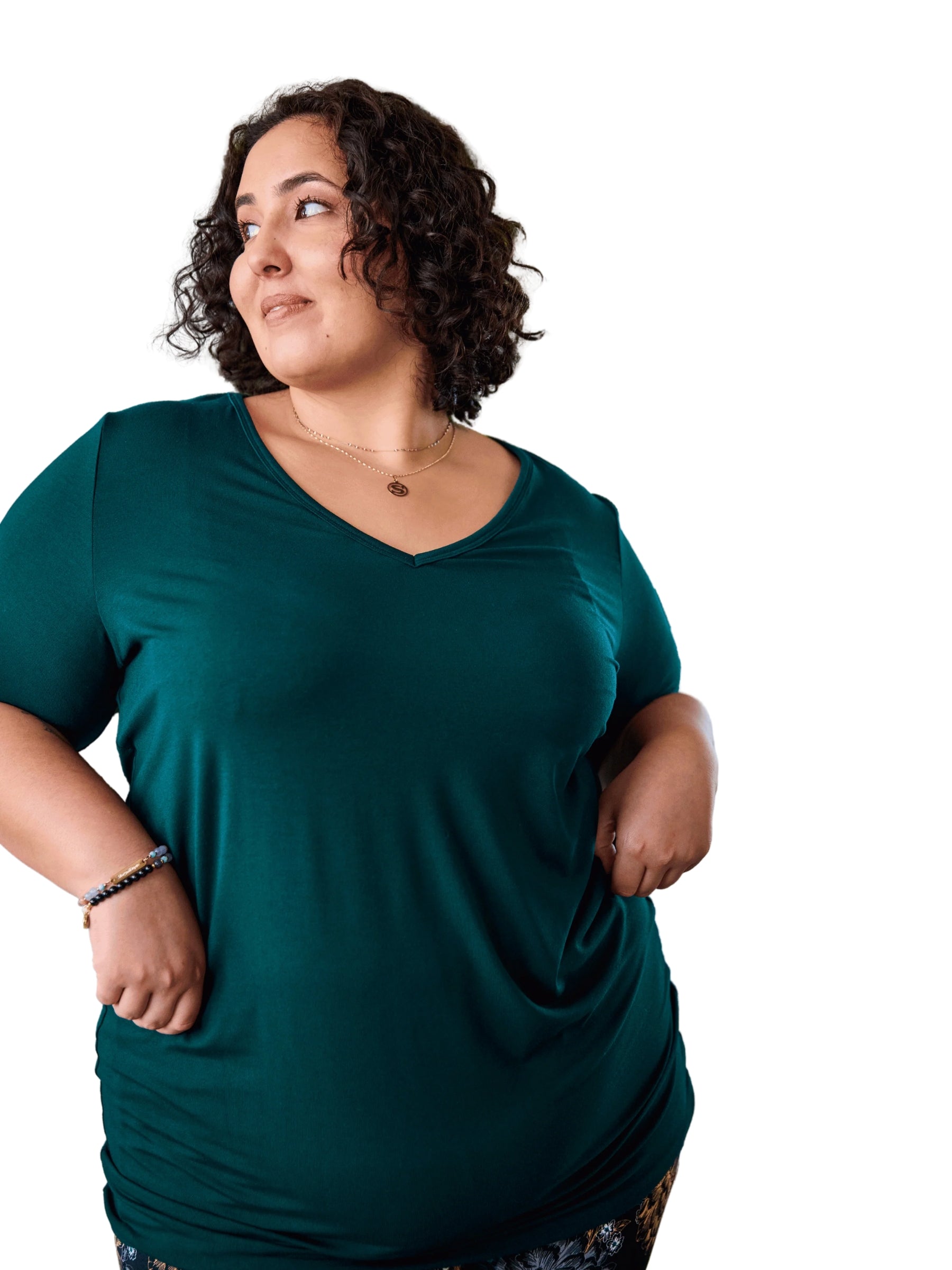 Chandail Essentiel Col V Taille Plus - Vert Chasseur