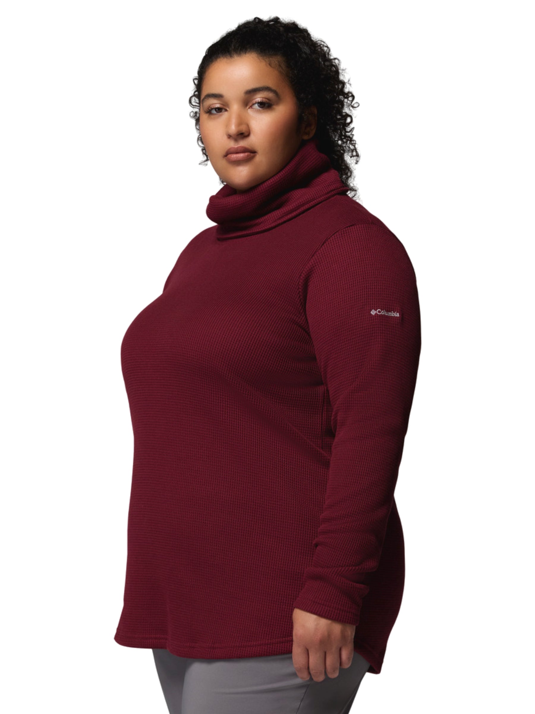 Chandail M/L Col Bénitier Gaufré Holly Hideaway Taille Plus - Rich Wine