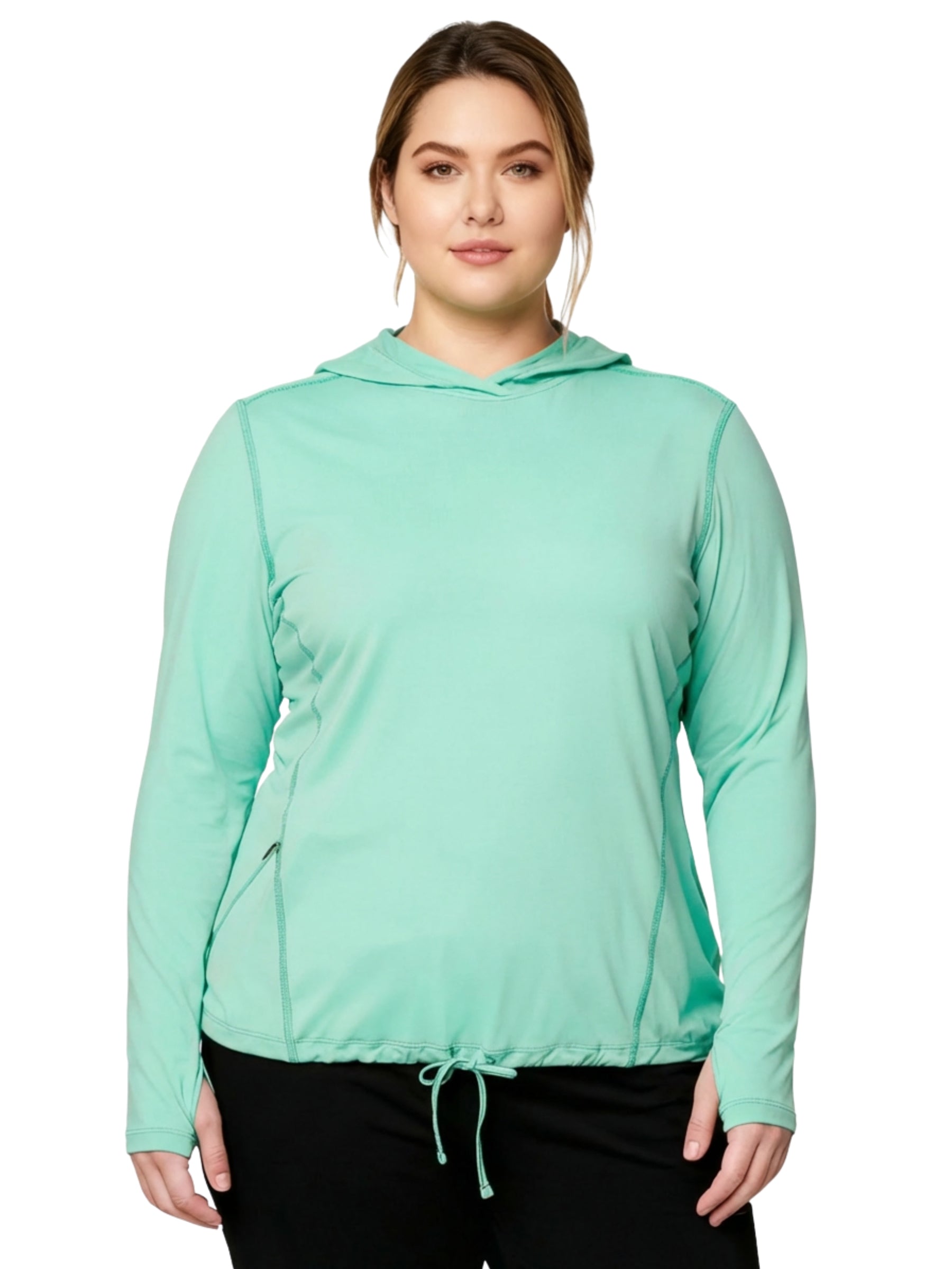 Chandail à Capuchon Crater Lake Taille Plus - Icy Teal