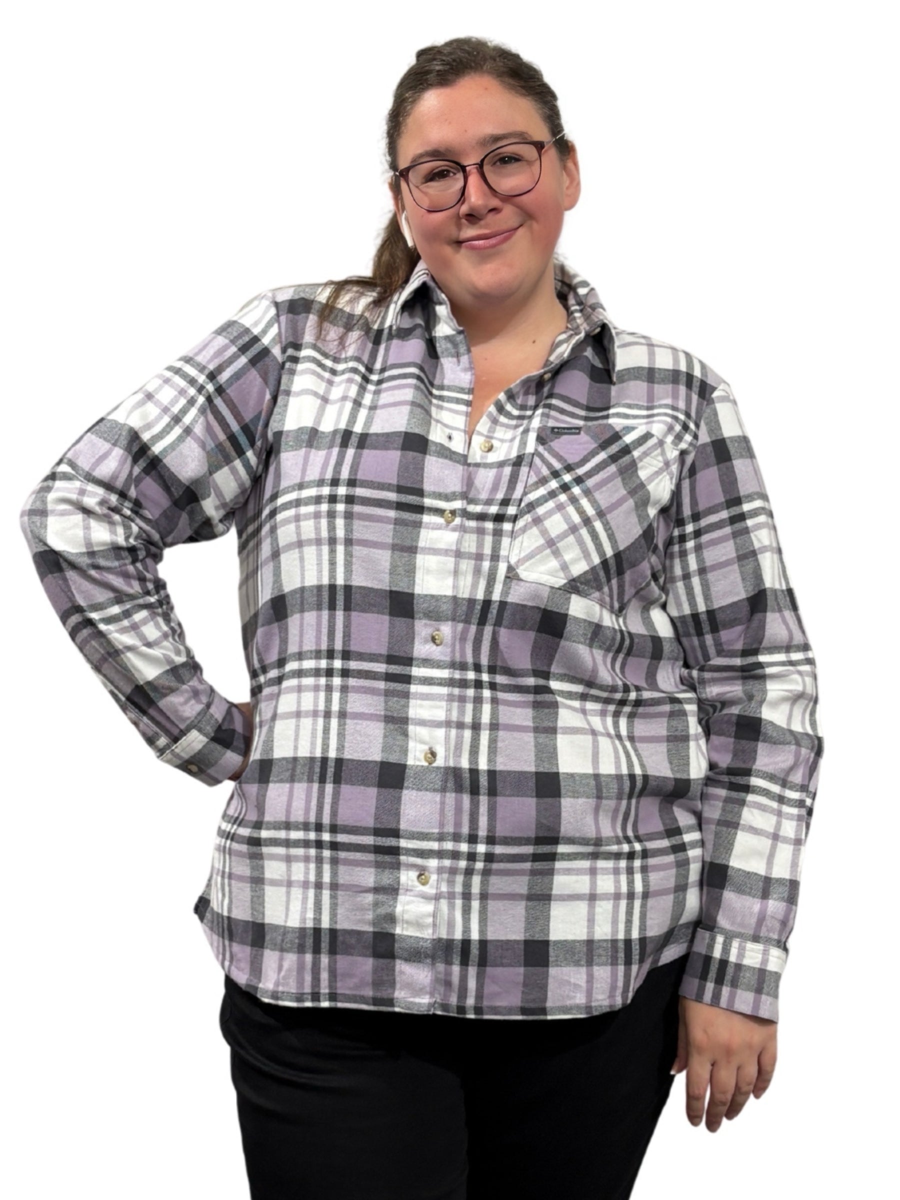 Calico Basin Plus Size Flannel Shirt M/L - Shark Multiplaid