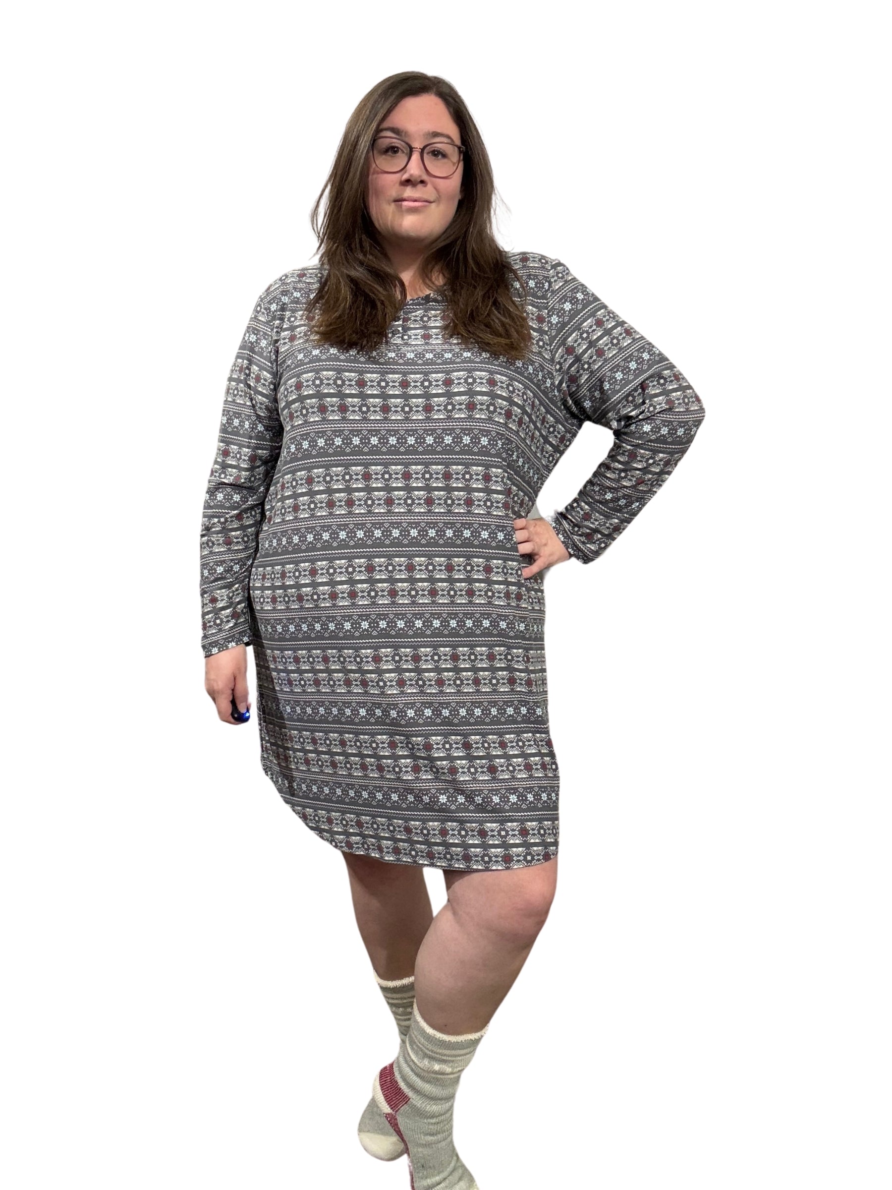 Chemise de Nuit Taille Plus (Imprimé Charcoal) de Cool Girl