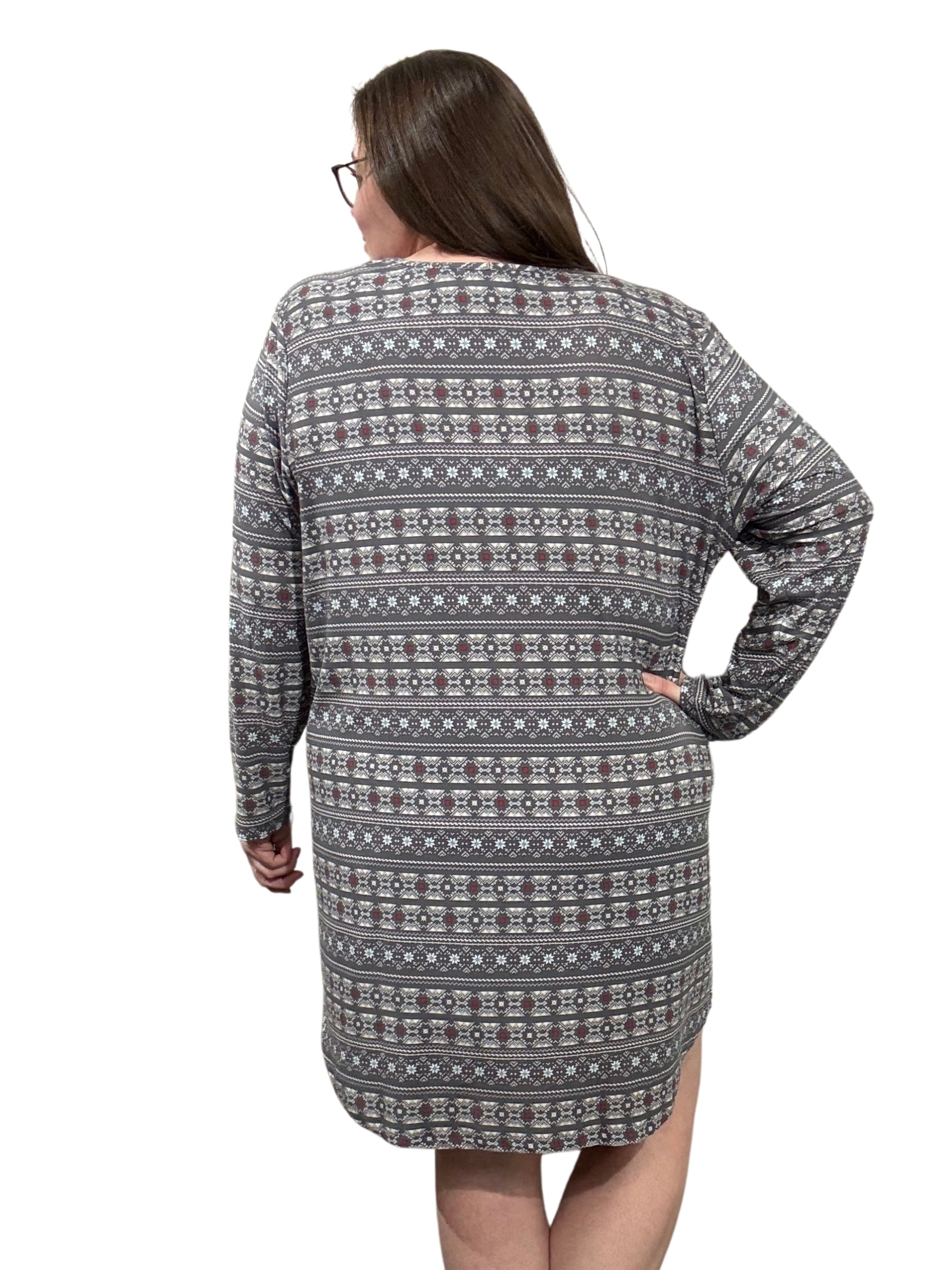 Cool Girl Plus Size Nightgown (Charcoal Print)