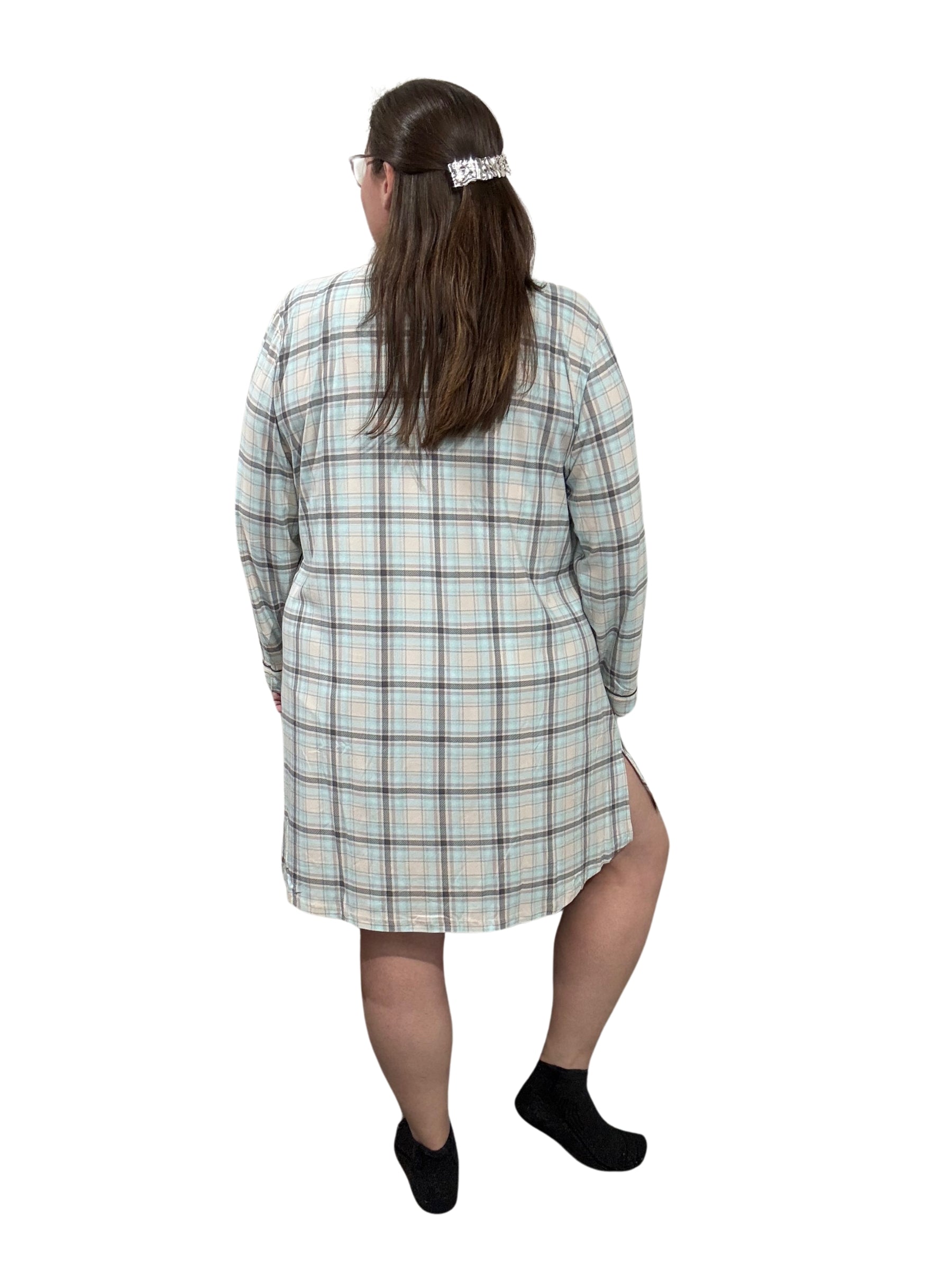Chemise de Nuit Taille Plus (Plaid Bleu) de Cool Girl