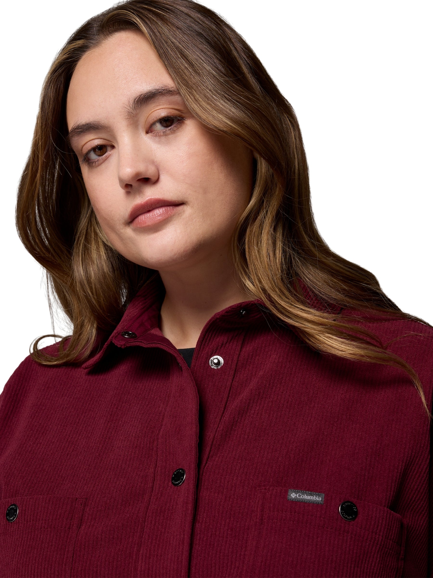 Blue Point Creek Plus Size Corduroy Shirt - Rich Wine