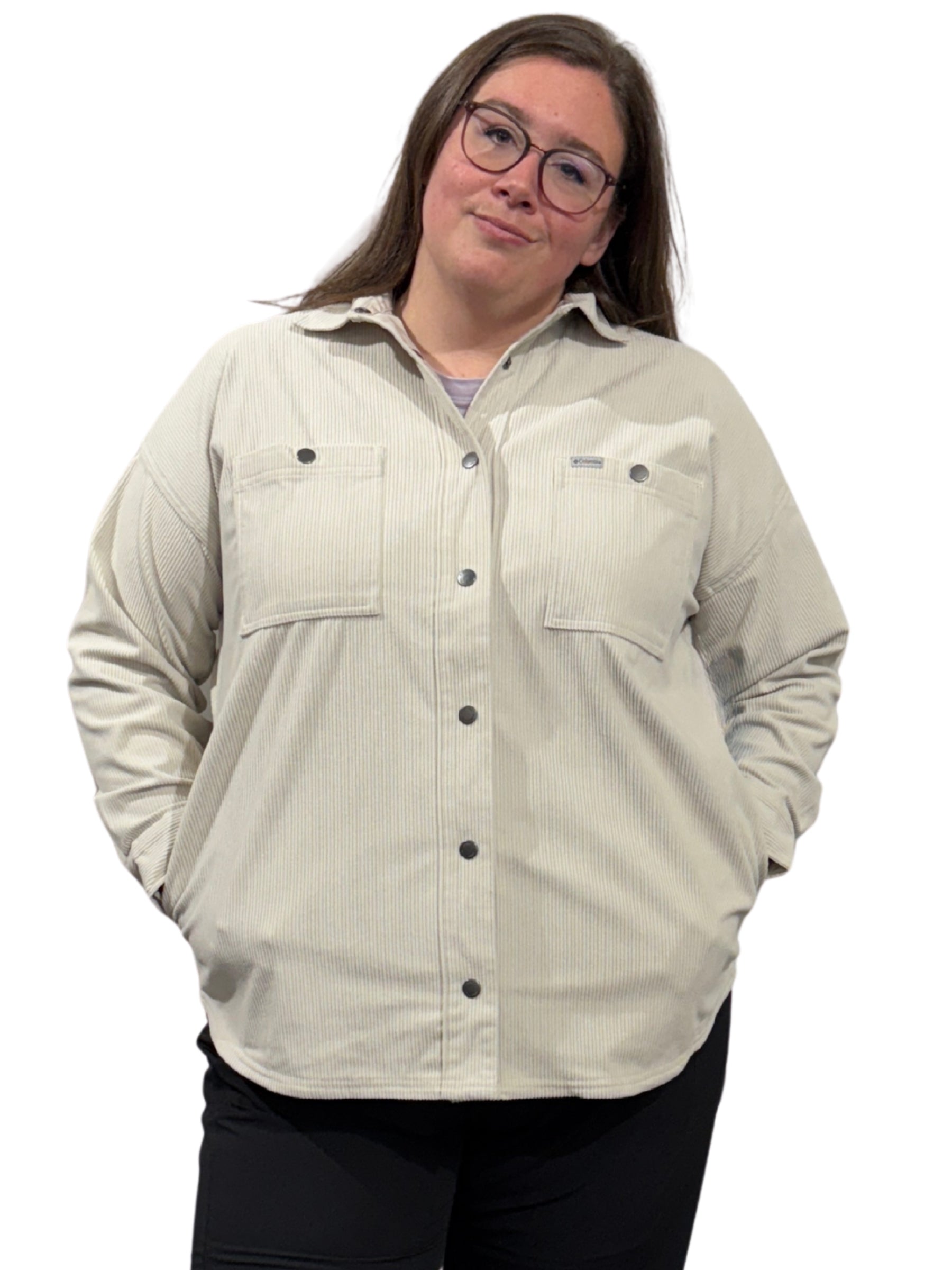 Blue Point Creek Plus Size Corduroy Shirt - Dark Stone