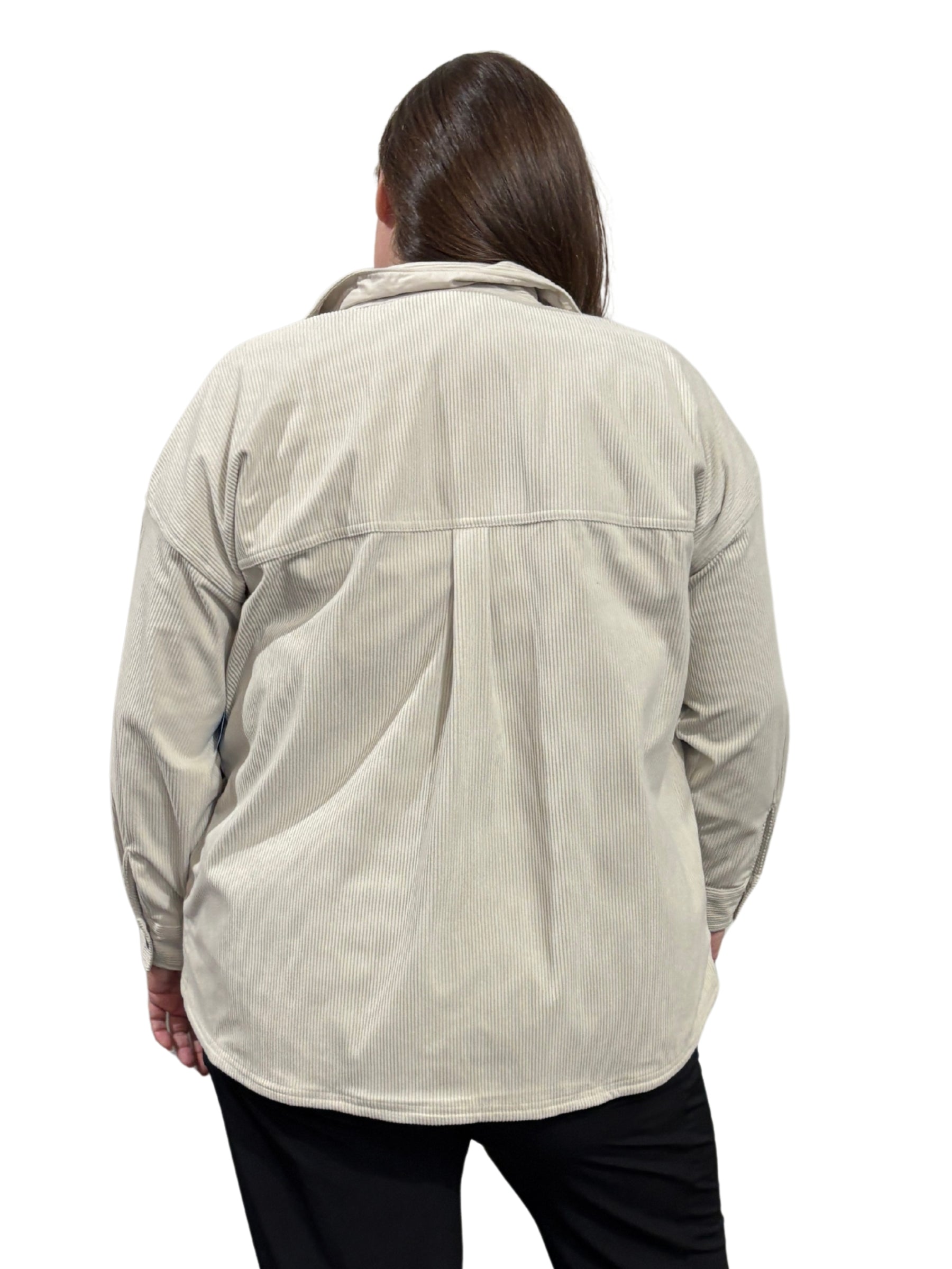 Blue Point Creek Plus Size Corduroy Shirt - Dark Stone