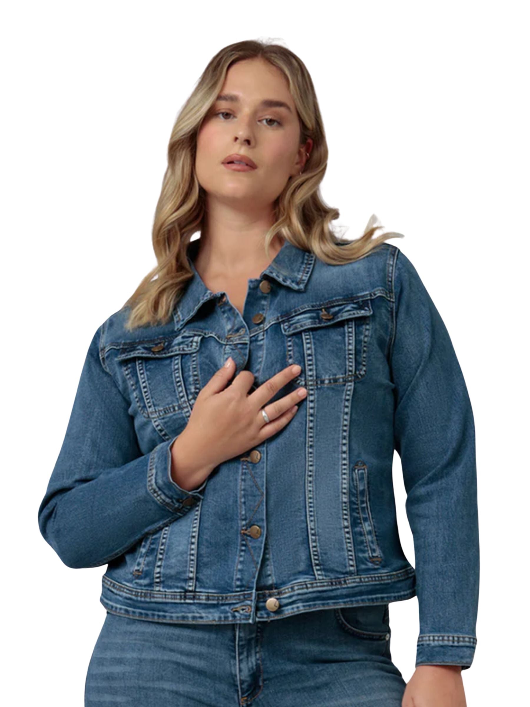 Veste de Jeans Gabriella RCB1 Taille Plus (Classic Blue) de Lola Jeans