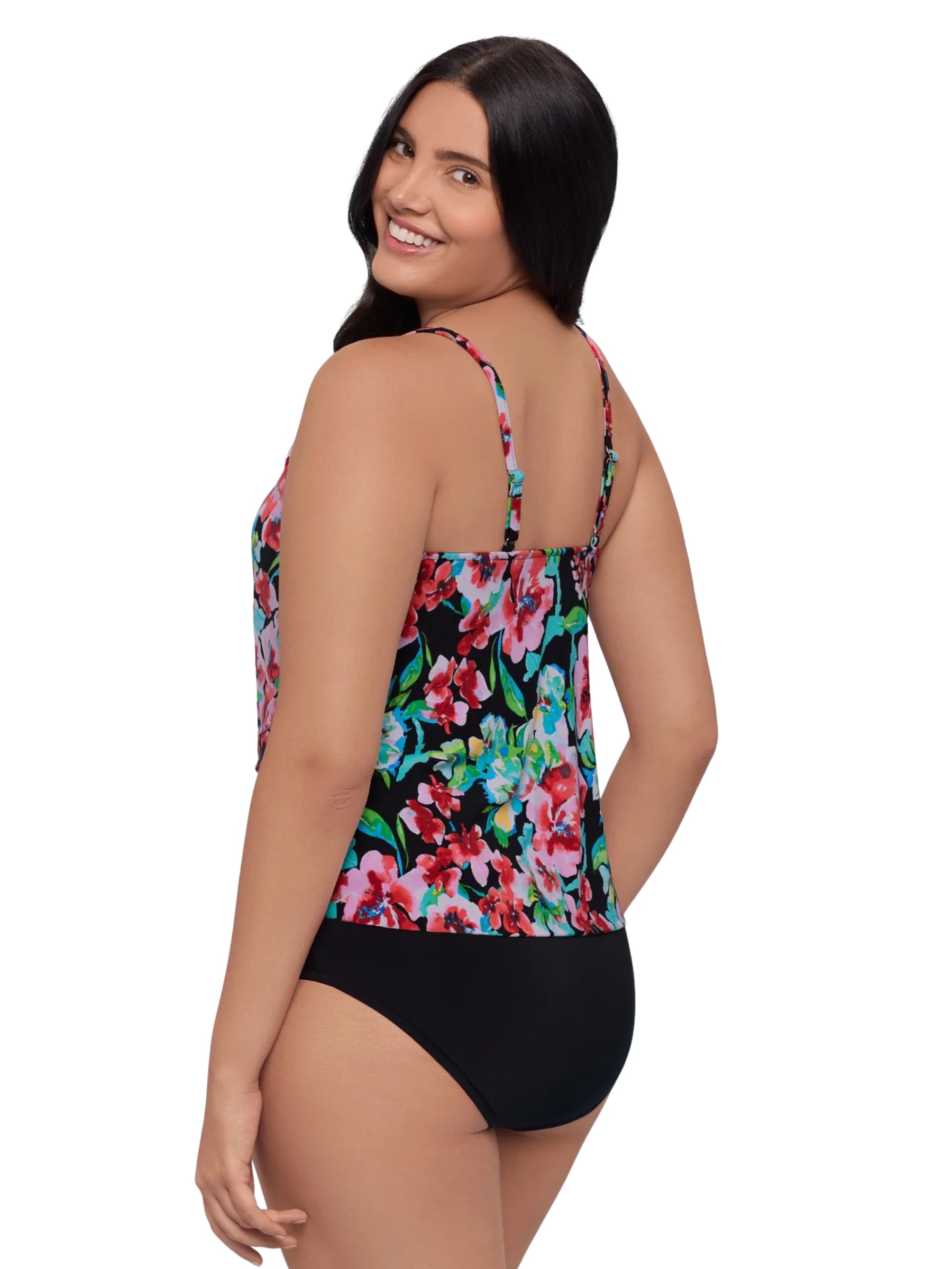 Haut de Tankini Blooming Beauty Ronnie Taille Plus - Black-Multi