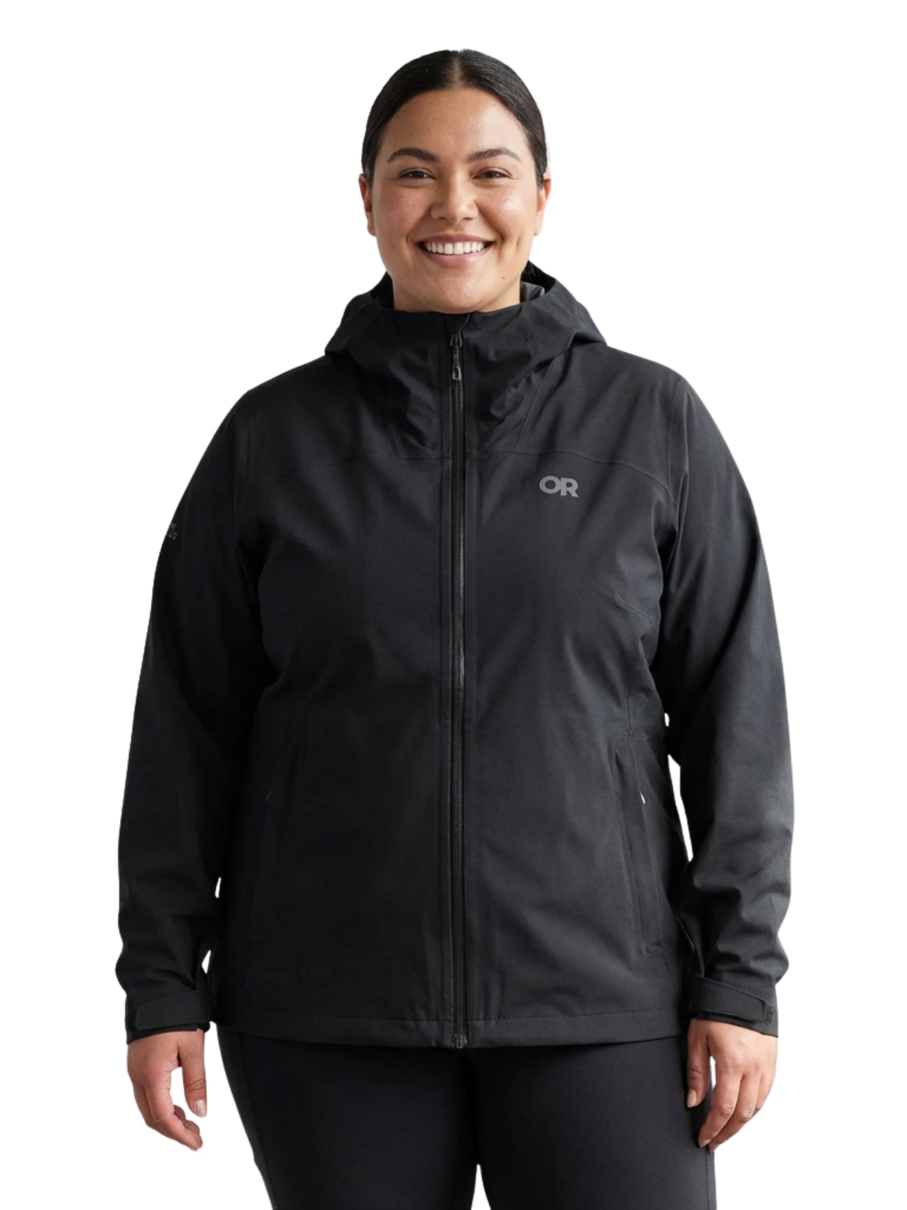 Stratoburst Plus Size Stretch Raincoat - Black