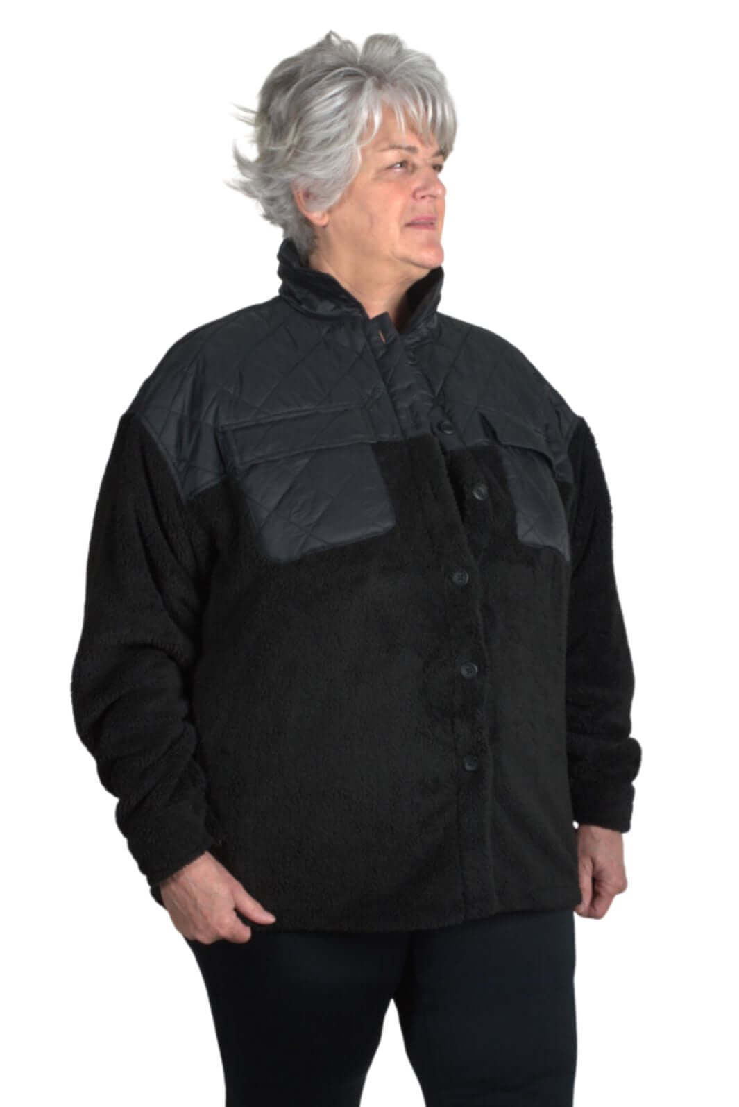 Manteau Shaggy Shacket Taille Plus de Sportive Plus