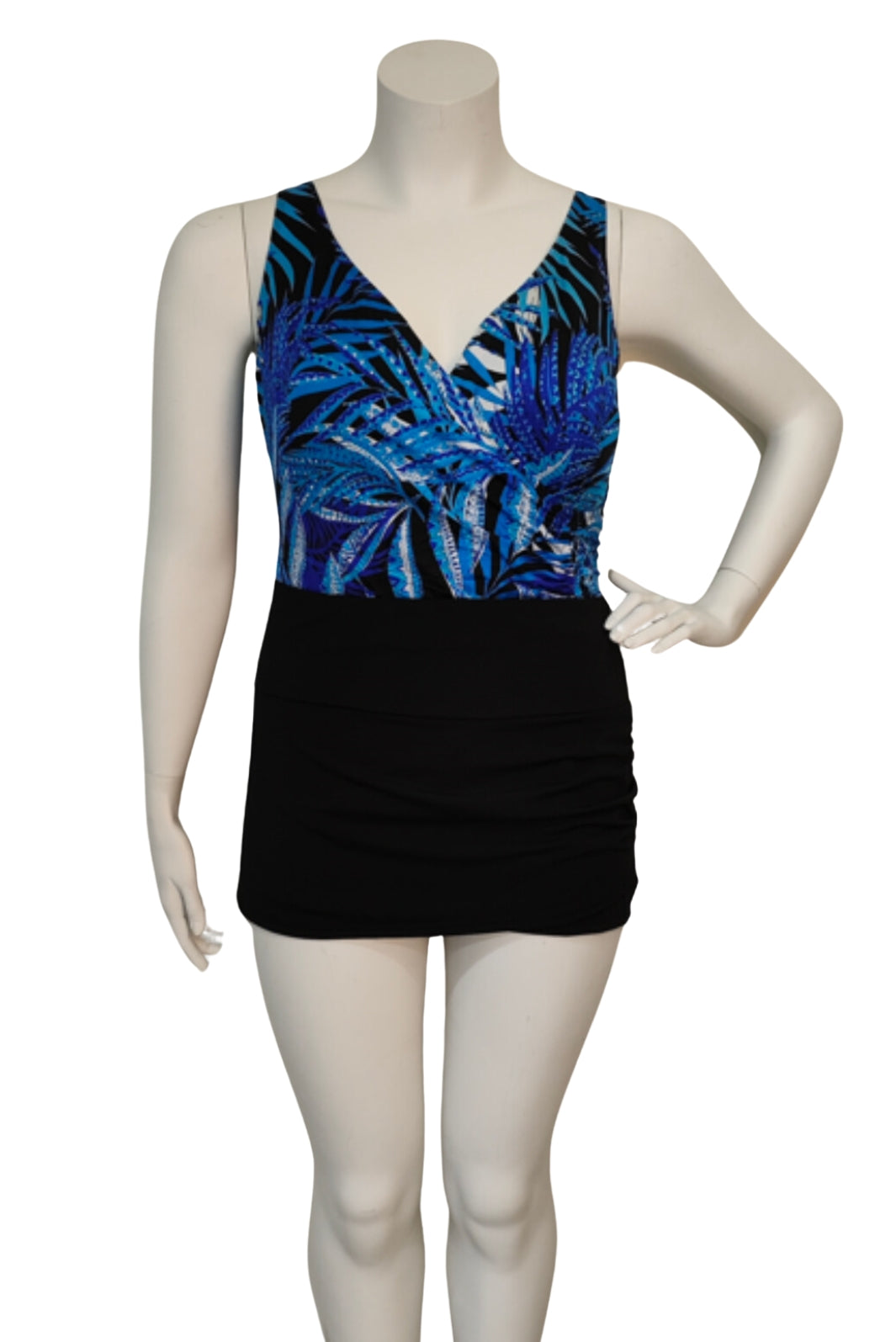 Jupe de Bain Portefeuille Froncée sur le Côté Taille Plus (Noir) de Finz