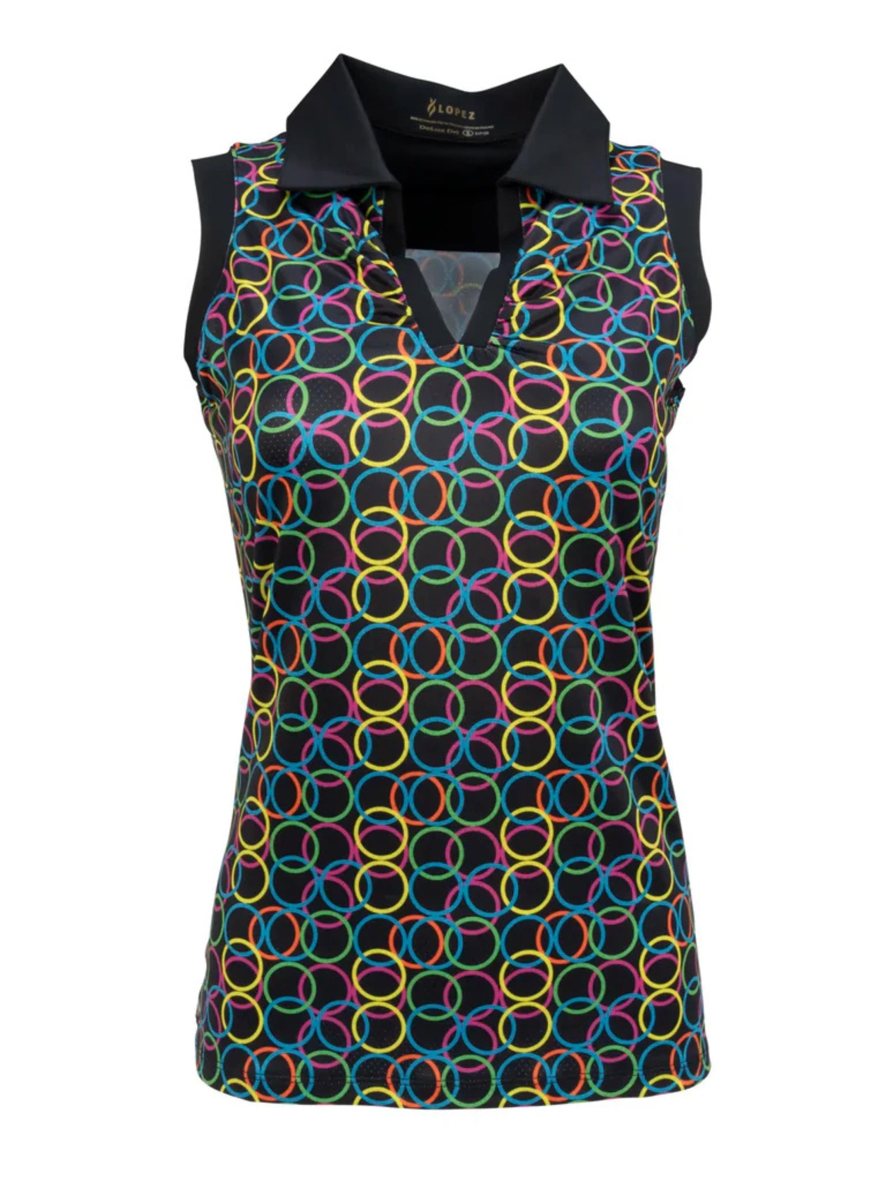 Polo de Golf Halo Sans Manches Taille Plus - Black-Multi