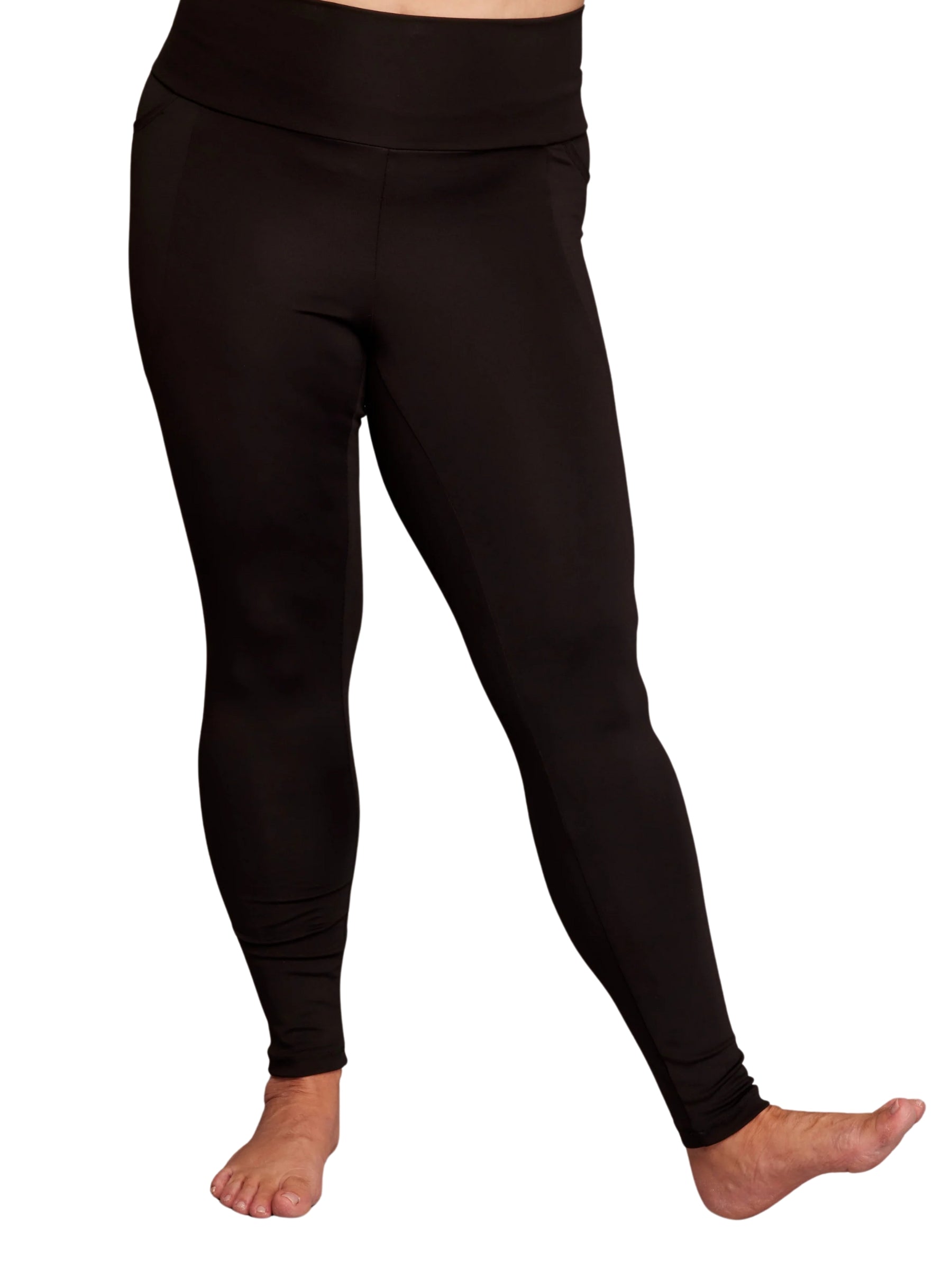 Legging Soyeux avec Poches Taille Plus - Noir