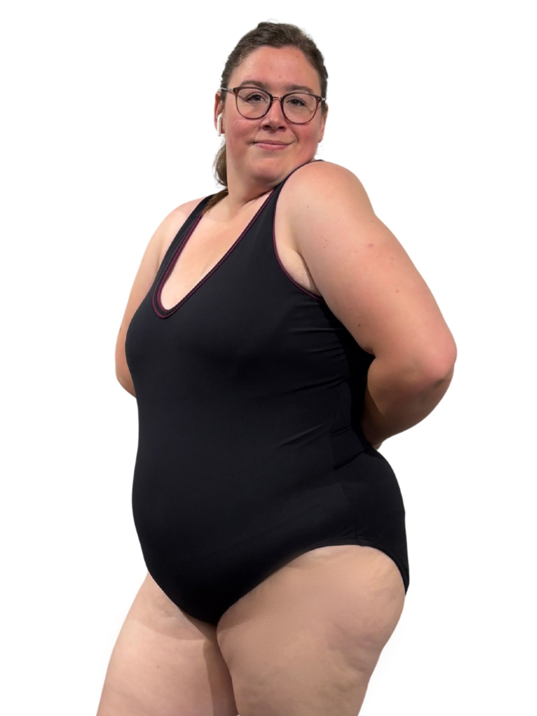 Maillot Col en V Taille Plus - Cabernet