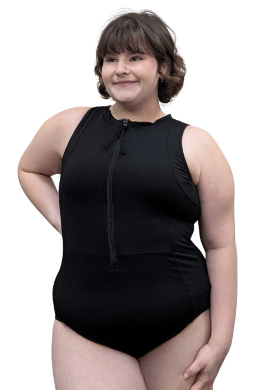 Maillot de Bain Combinaison de Surf Sans Manches Taille Plus (Noir) de