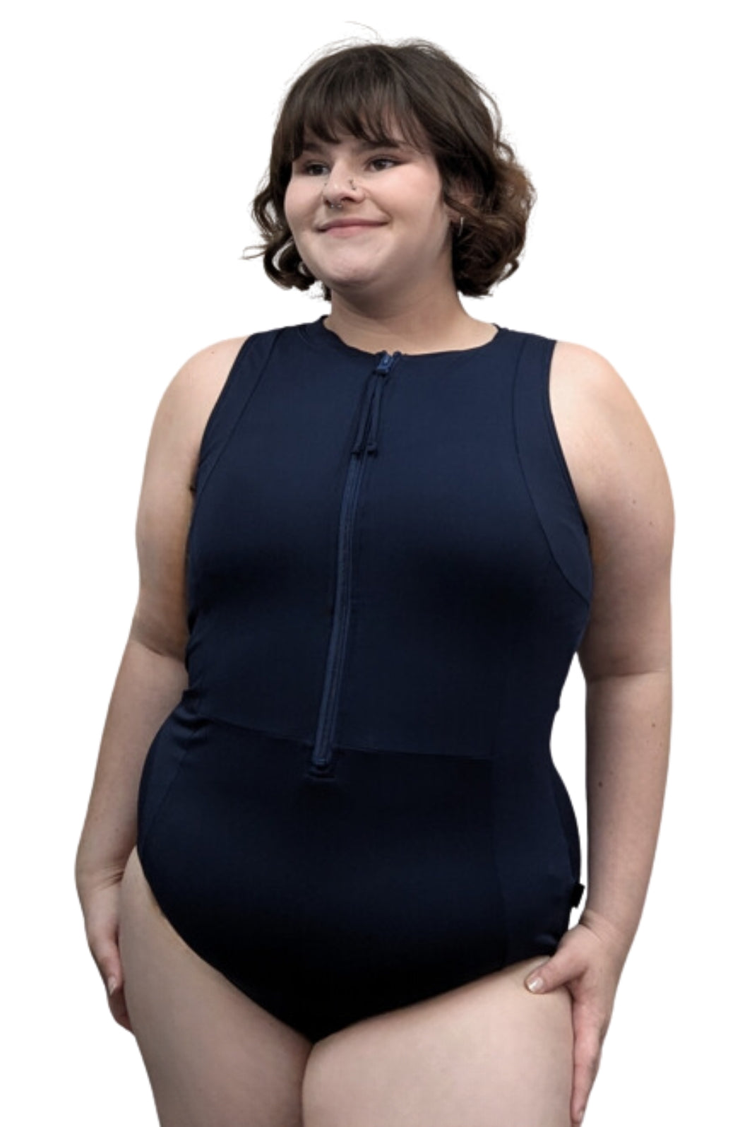 Maillot de Bain Combinaison de Surf Sans Manches Taille Plus (Marine) de Finz