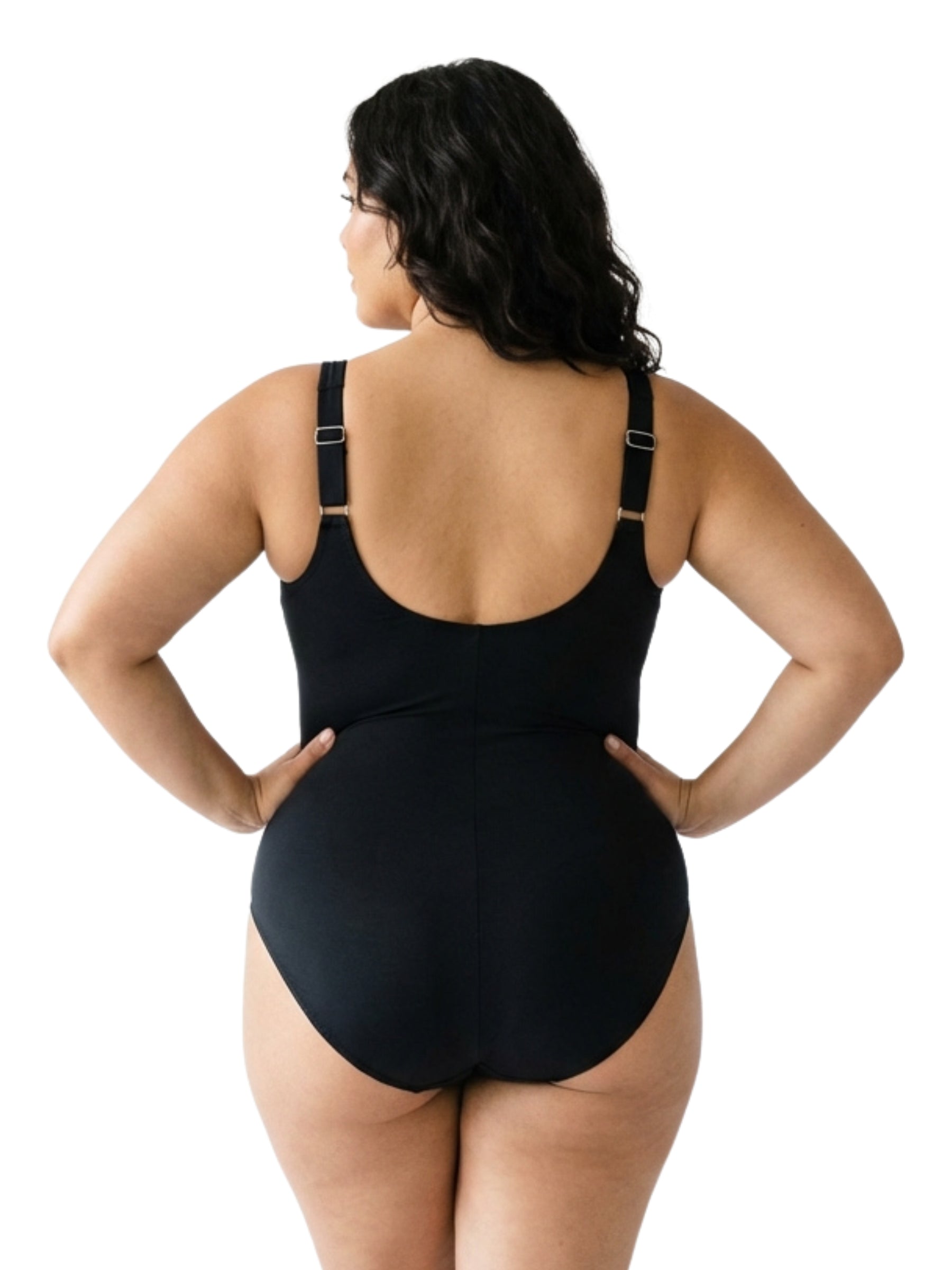 Plus Size Print Top Swimsuit - Black