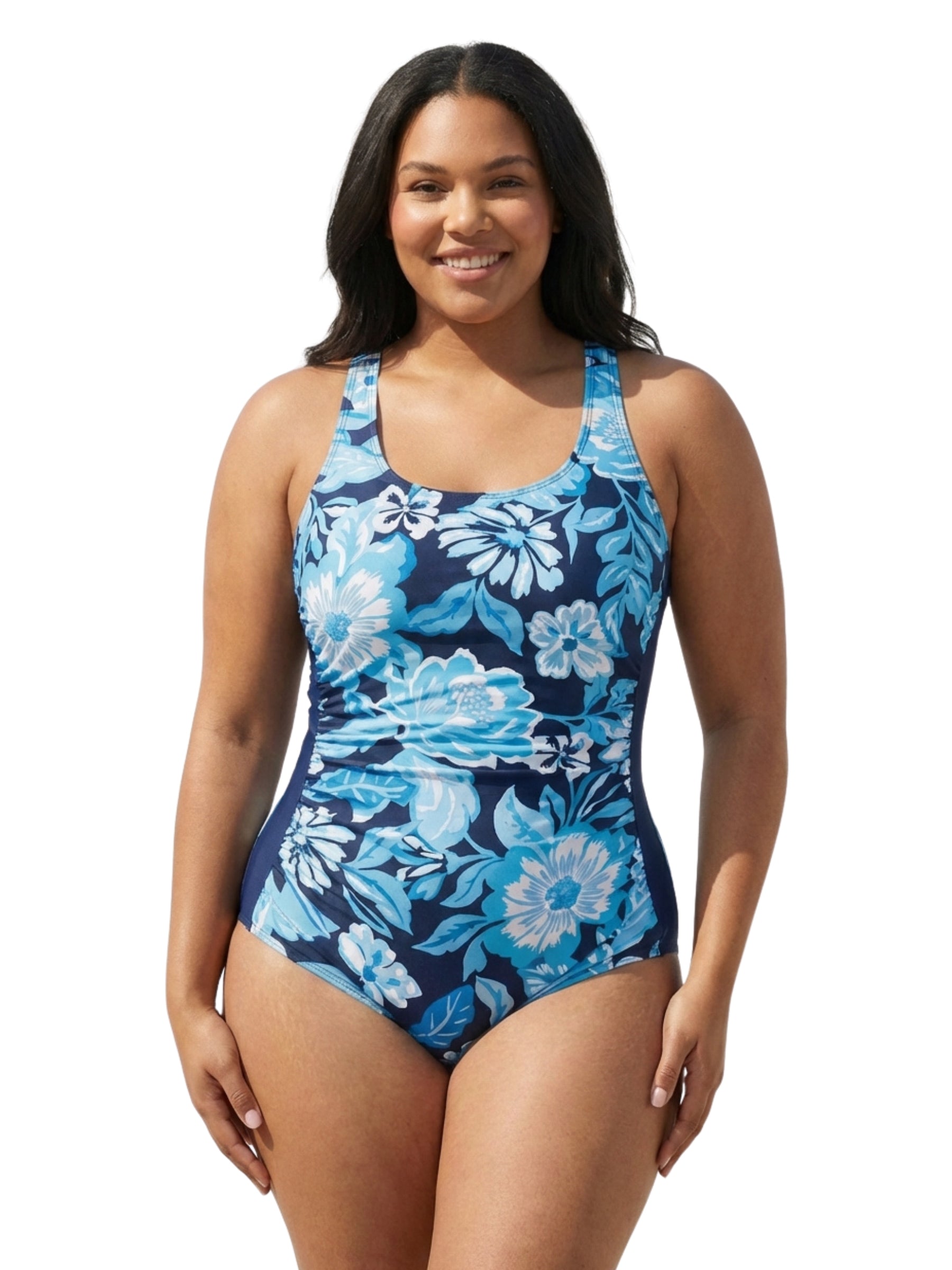 Wisteria Pintuck Plus Size Swimsuit - Navy