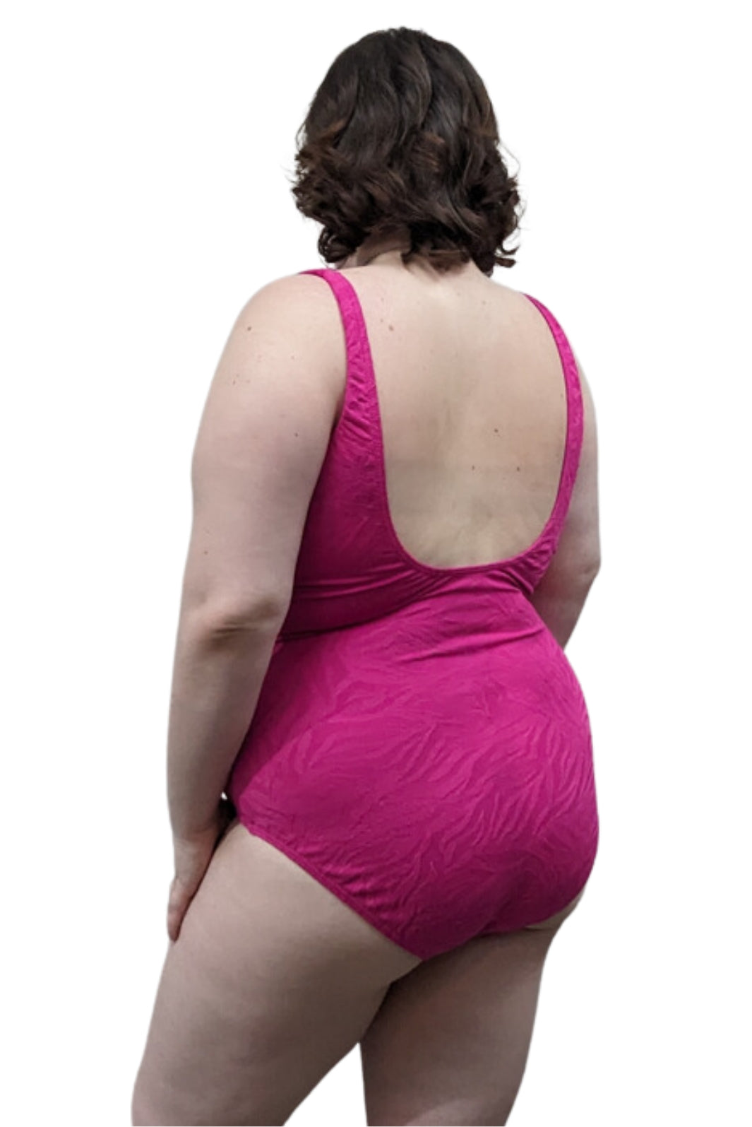 Maillot de Bain Zebra Bar Surplice Taille Plus - Fuchsia