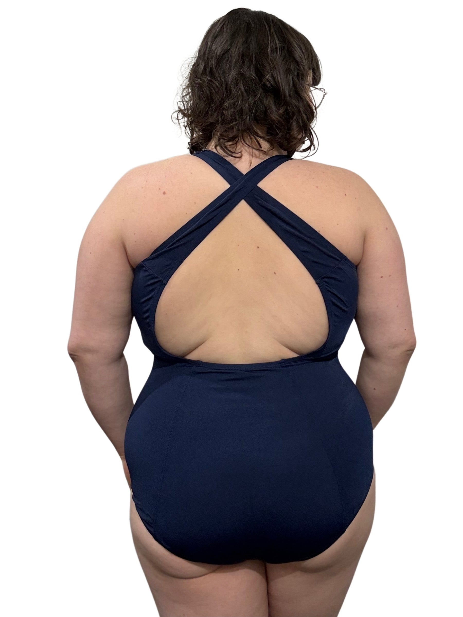 Maillot d'Aquaforme Dos Croisé Taille Plus - Marine